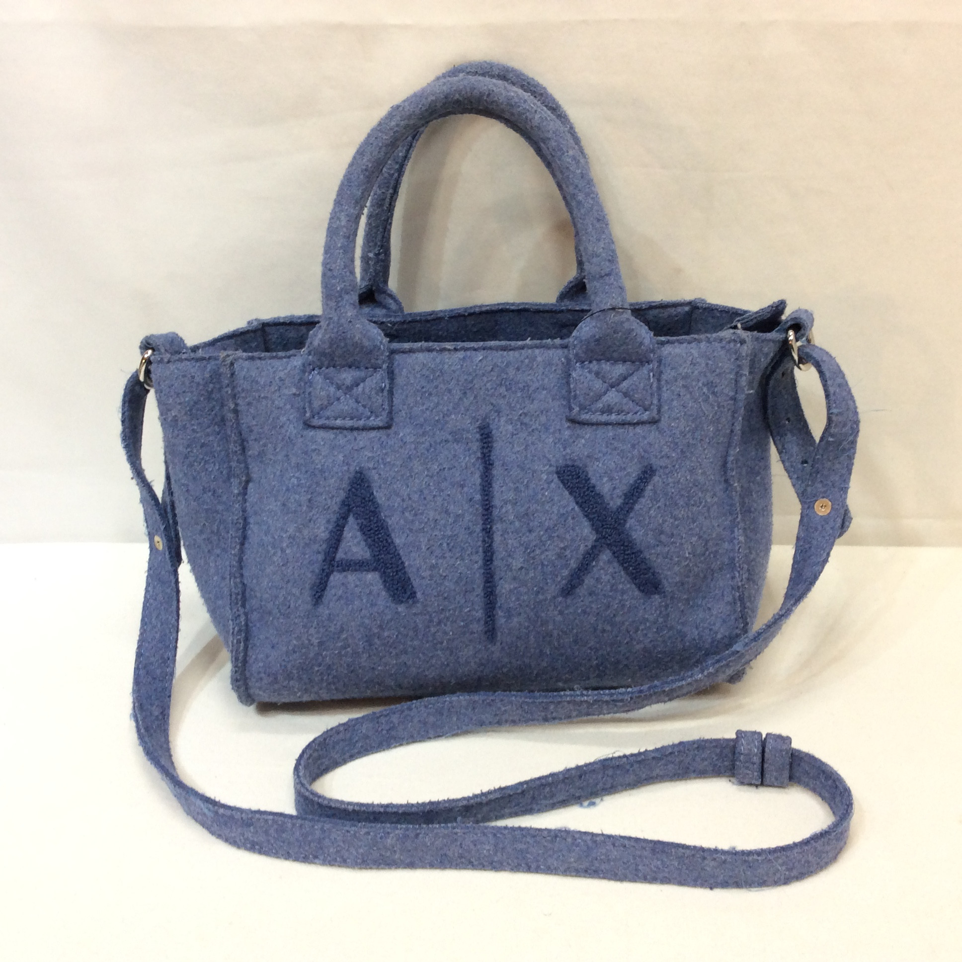 ARMANI EXCHANGE アルマーニエクスチェンジ フェルト 2WAY ミニトートバッグ ブルー