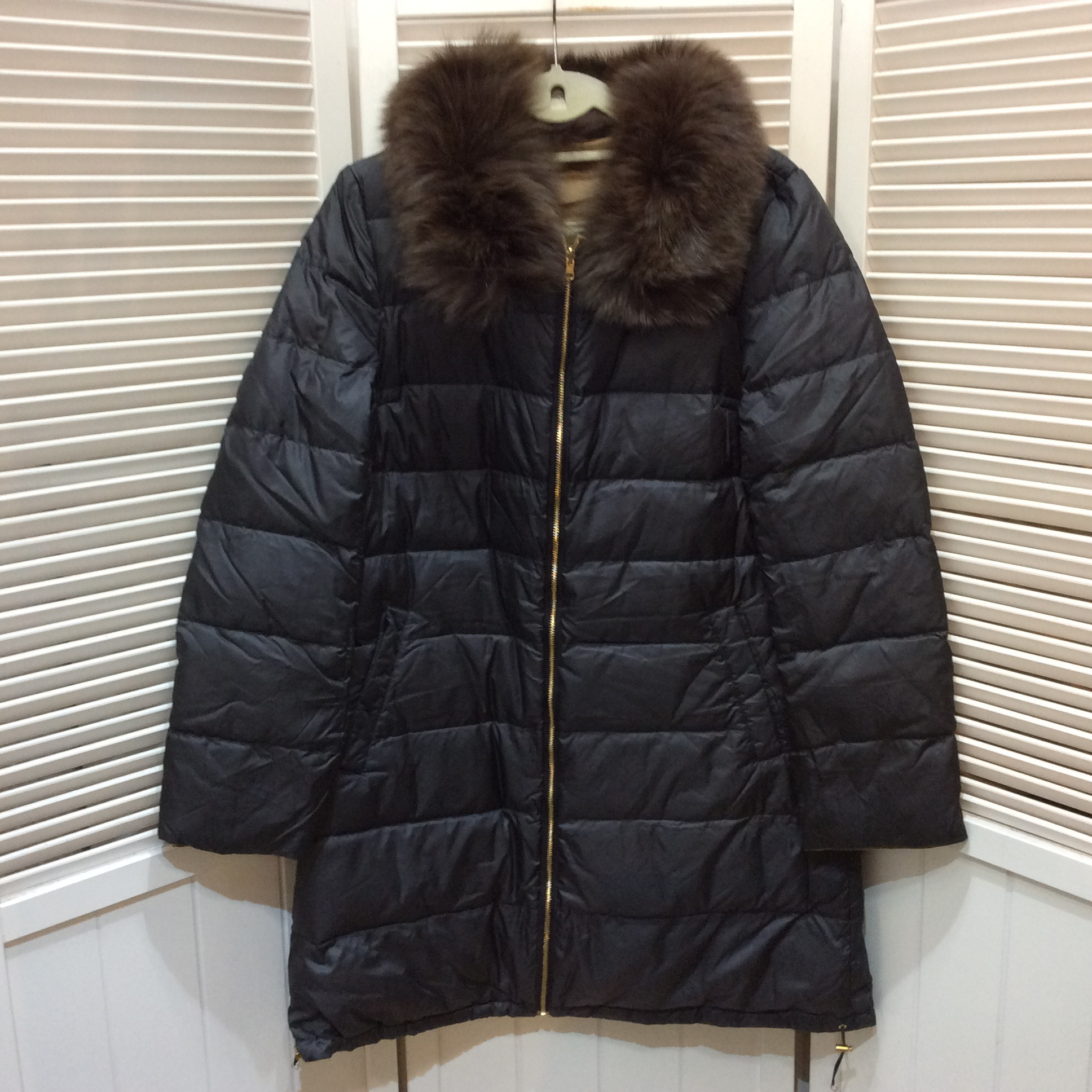 BALLSEY ボールジィ FOXファー付きダウンコート 38 ネイビー