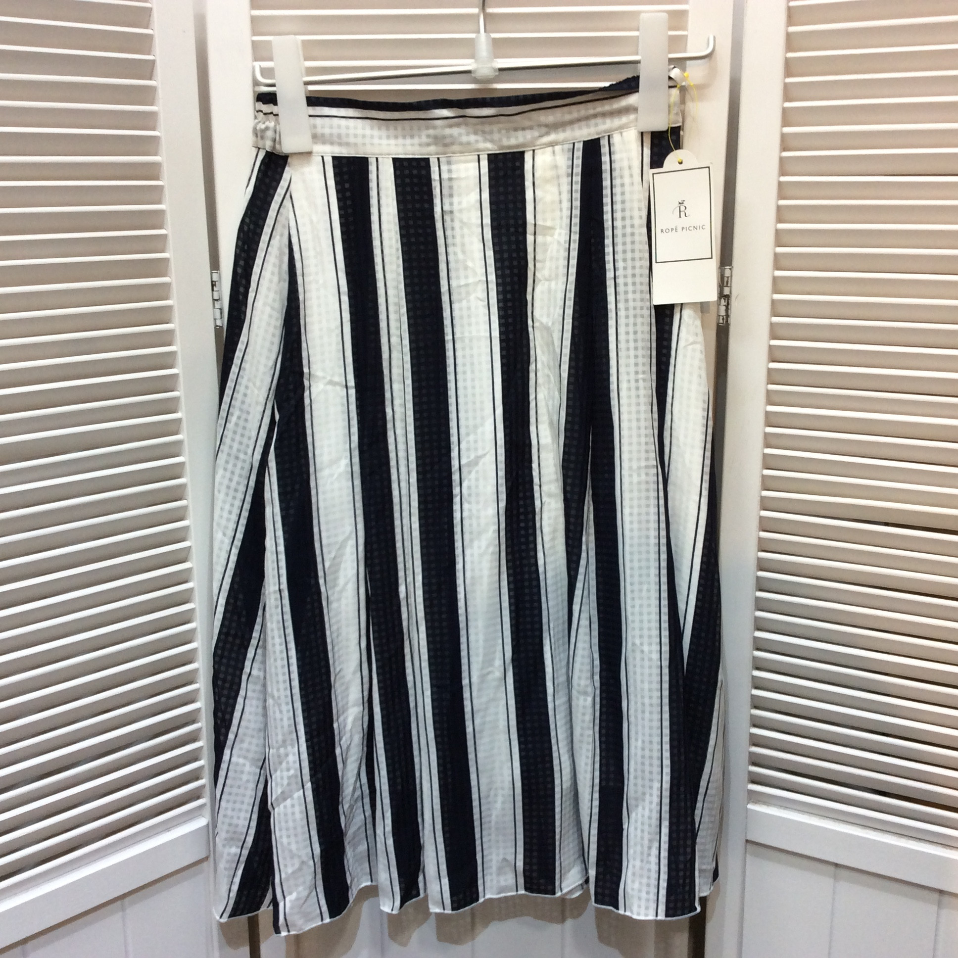 ROPE PICNIC ロペピクニック スカート 38 ホワイト×ネイビー ストライプ