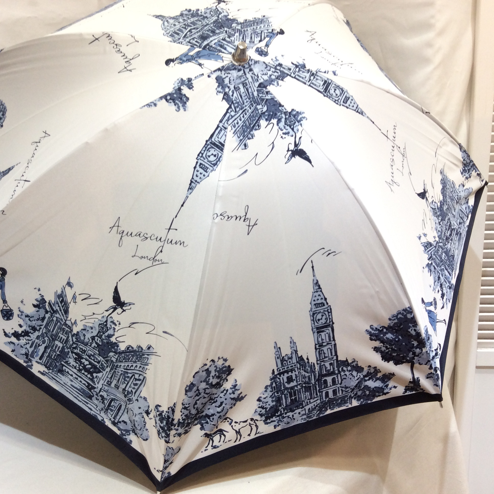 1回使用 アクアスキュータム 晴雨兼用傘 サマーシールド  グレーネイビー／ロンドン