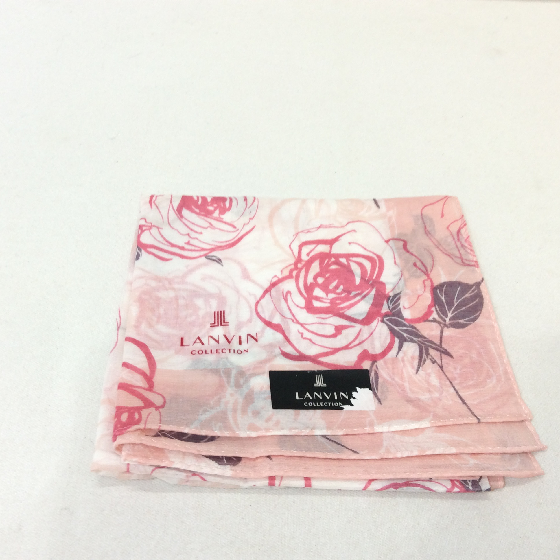 未使用 ランバン 大判ハンカチ  ピンク