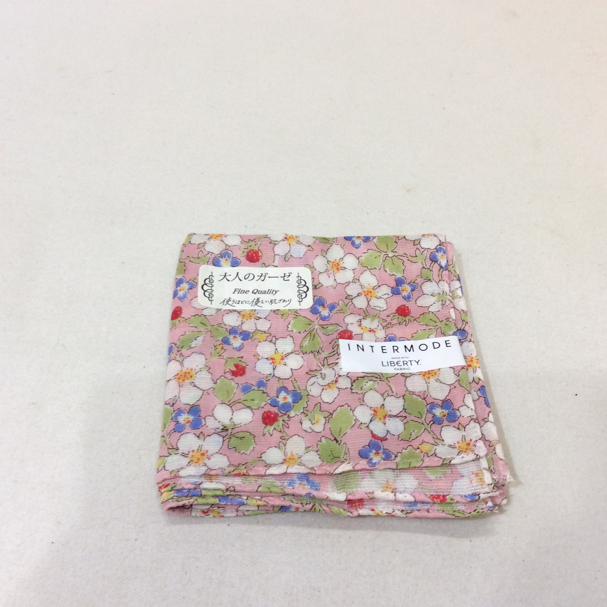 未使用 INTERMODE／リバティ ハンカチ  ピンク花