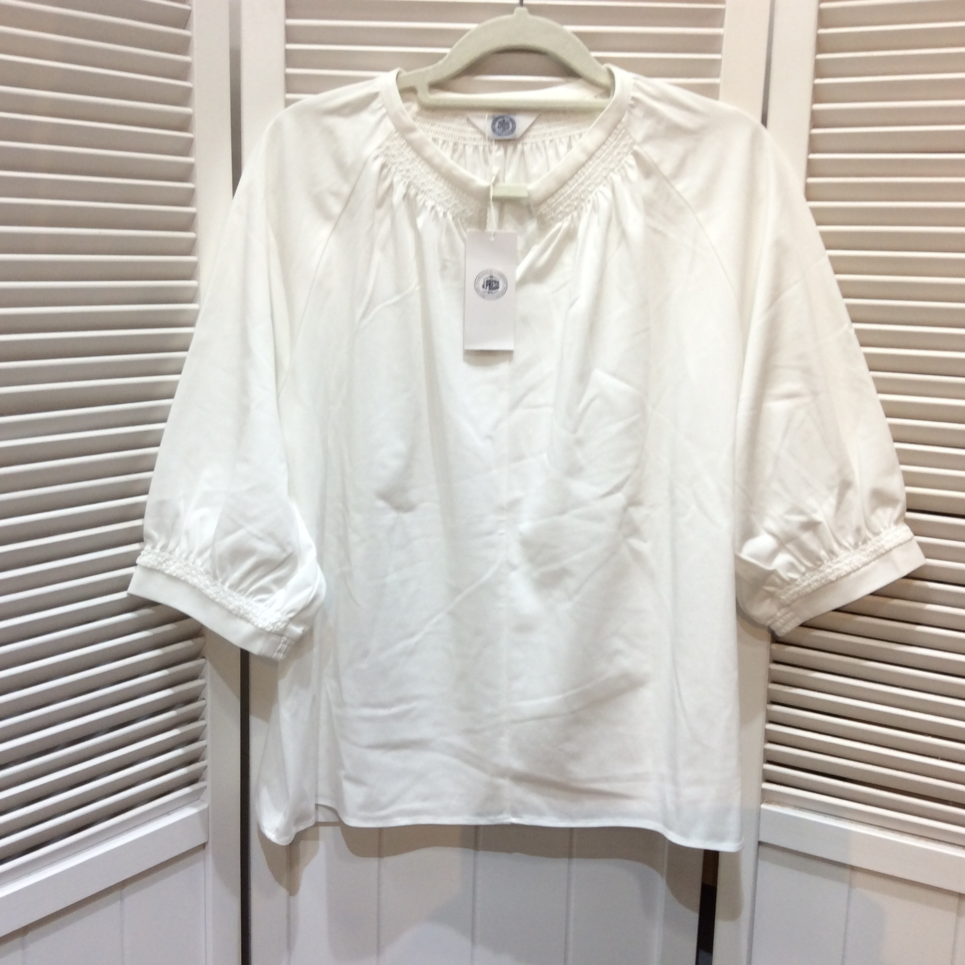 未使用 セオリーリュクス   ボリューム袖ブラウス サイズ38   ホワイト