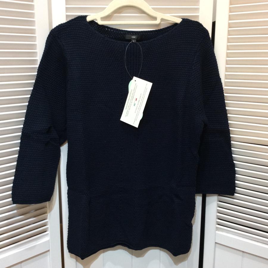 未使用☆DHC レディース テキサス 柄編みプルオーバー L ネイビー