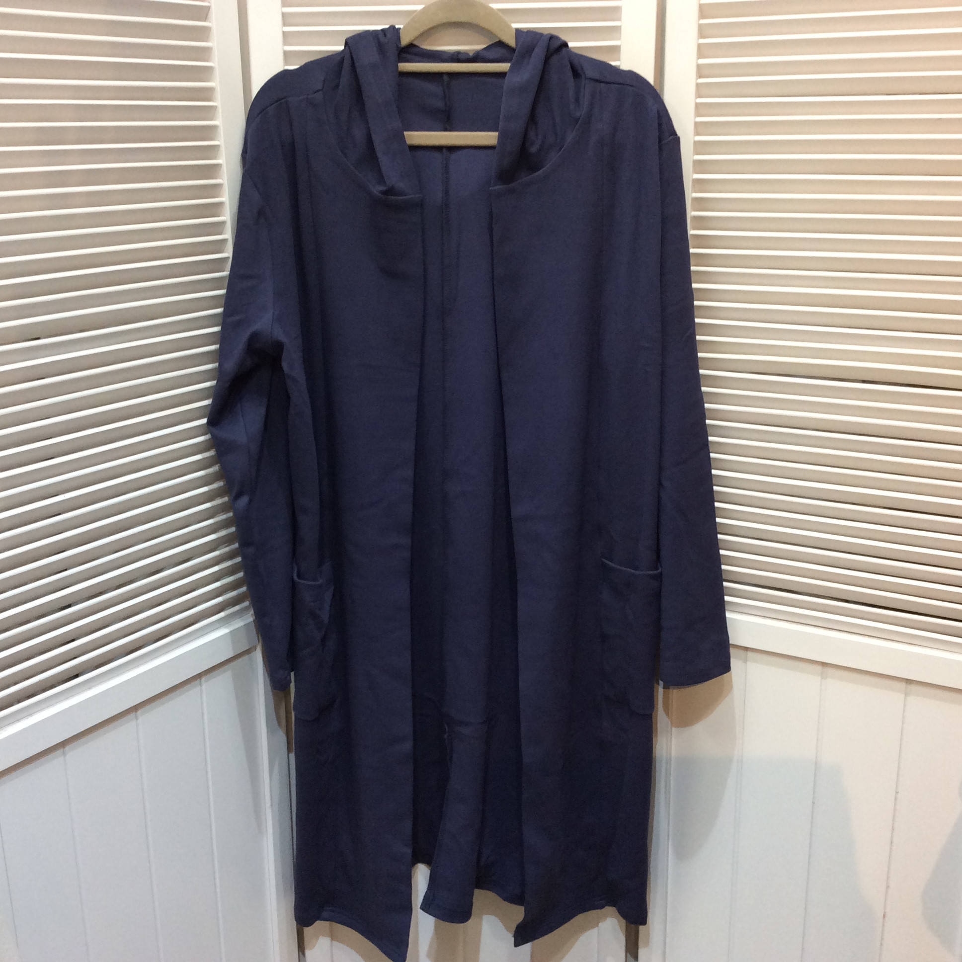 未使用☆フード付き コーディガン F ブルー系