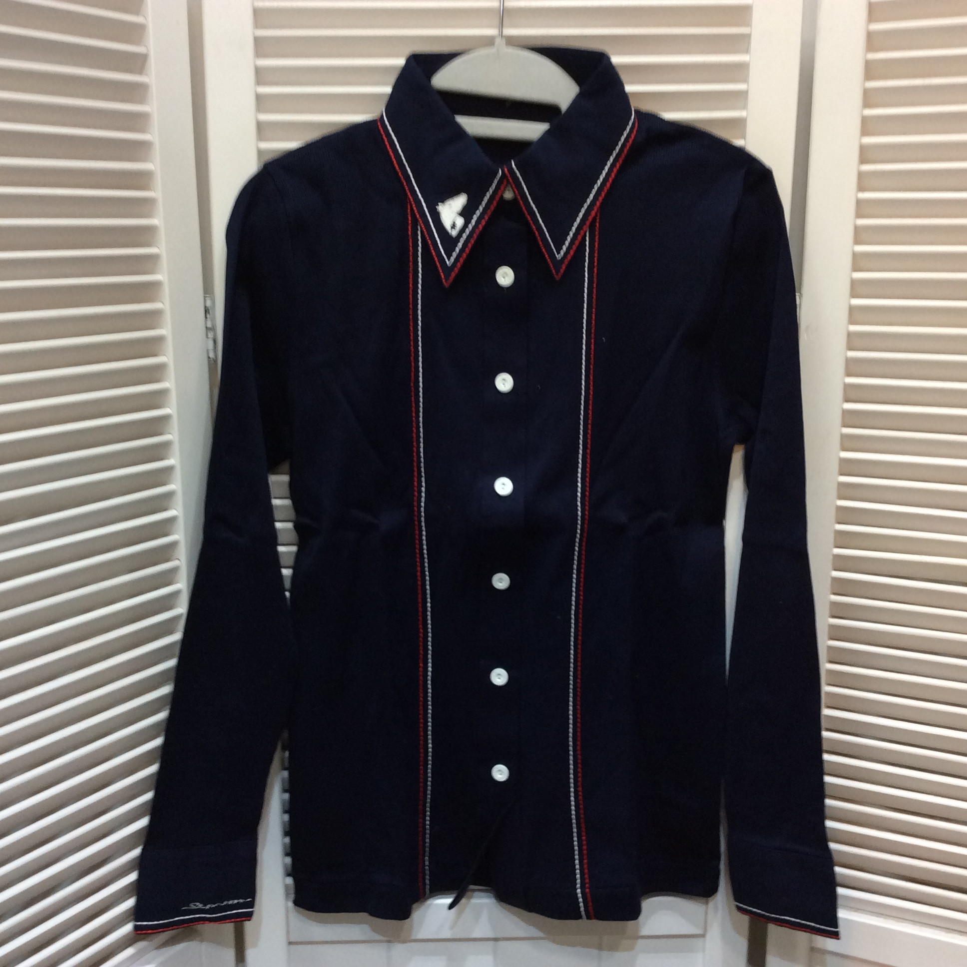 未使用☆銀座マギー 長袖ブラウス 11号 ネイビー