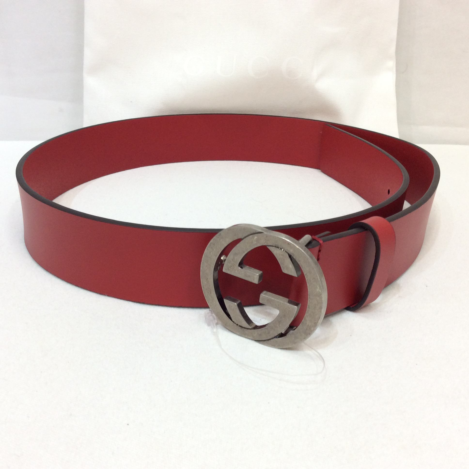 新品☆GUCCI グッチ インターロッキング G ベルト 85・34 レッド 546389 BGH0N 6420