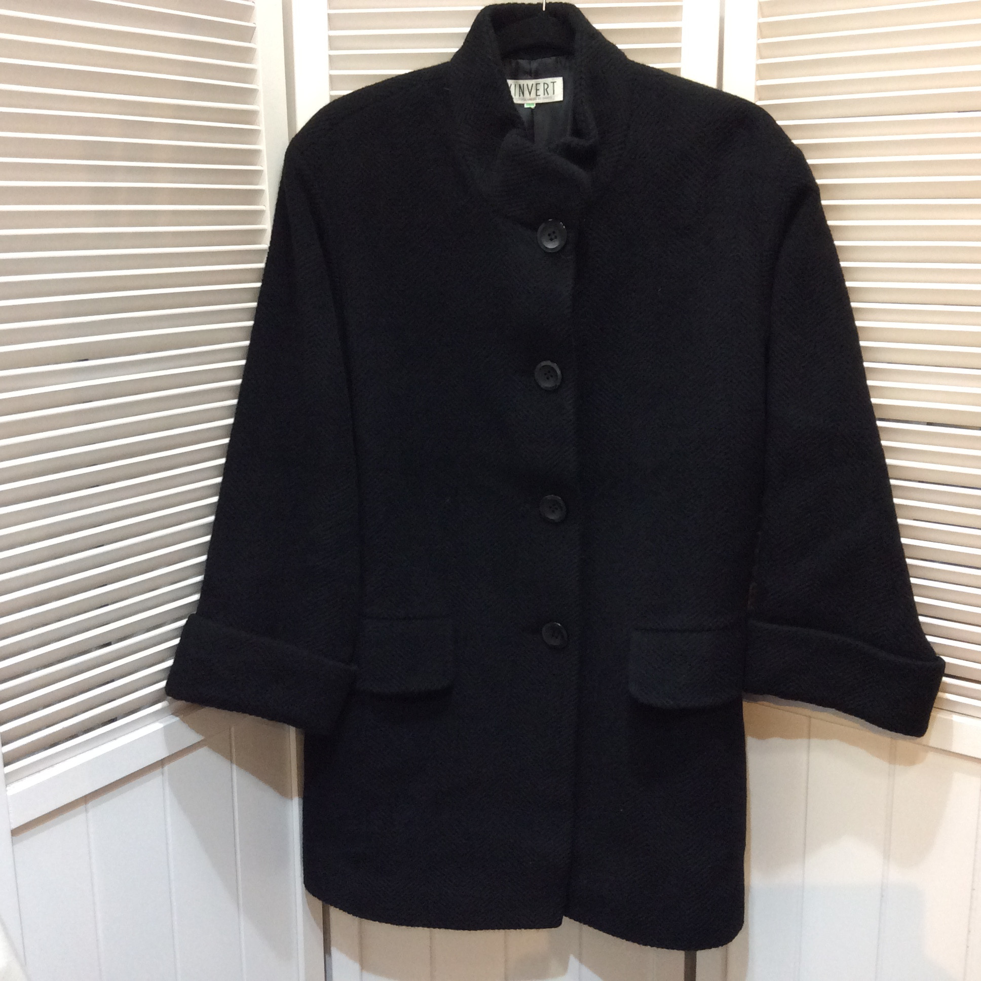 80％値下げ❗️レナウン ウールコート  9号 黒  ゆったりタイプ