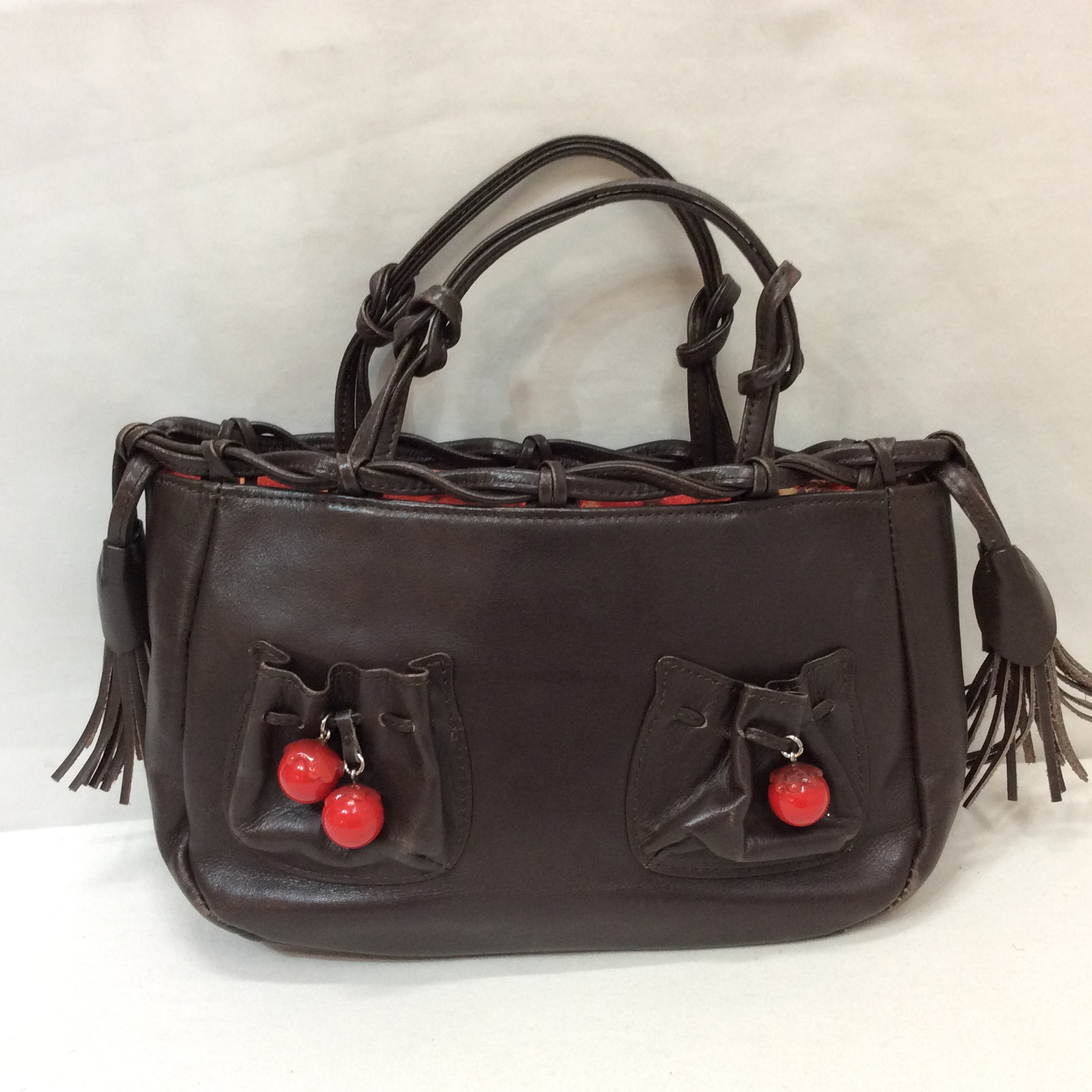 キタムラ レザーミニバッグ ダークブラウン