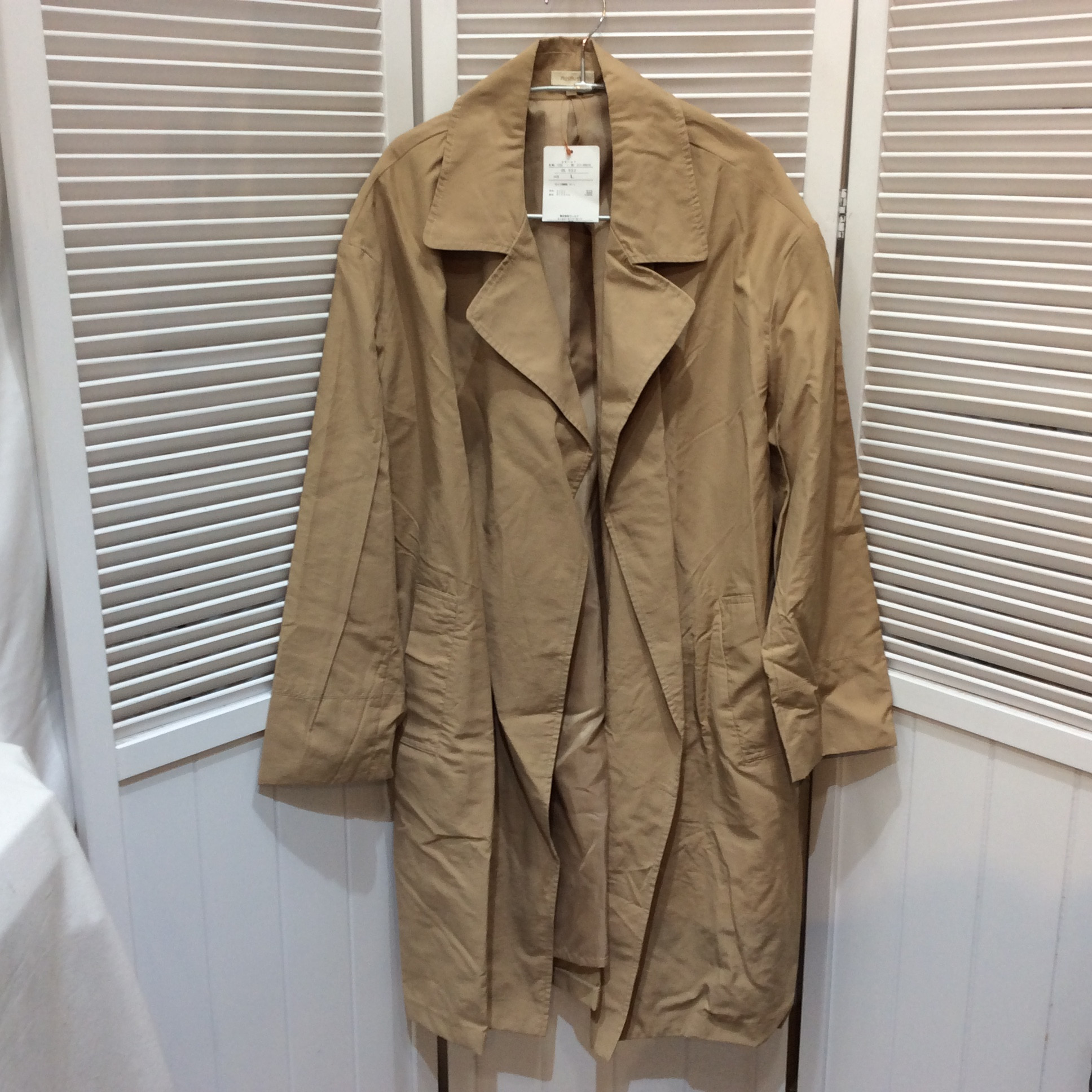 未使用☆HusHusH ハッシュアッシュ コットン×ナイロンコート L ベージュ ワールド