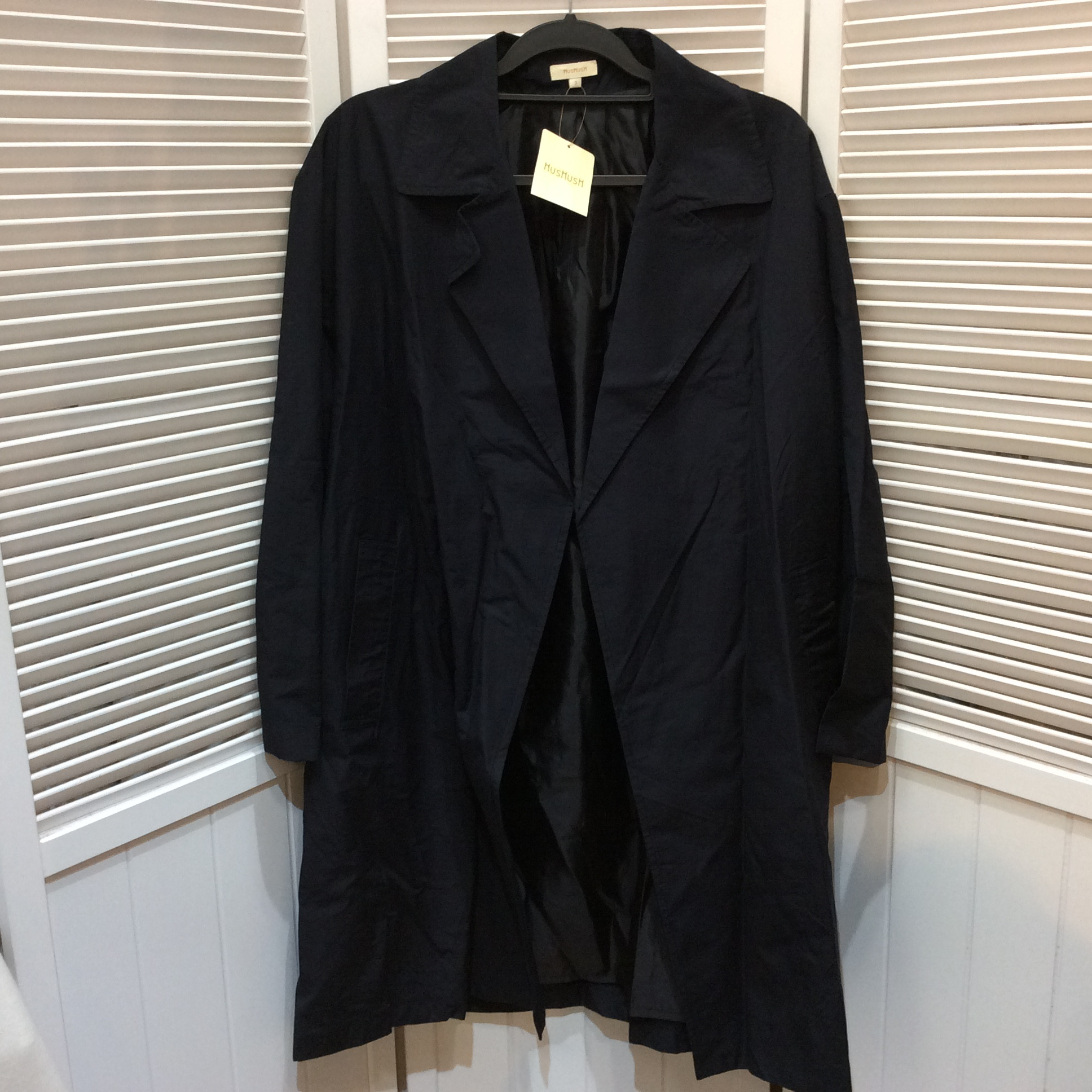 未使用☆HusHusH ハッシュアッシュ コットン×ナイロンコート L ブラック ワールド