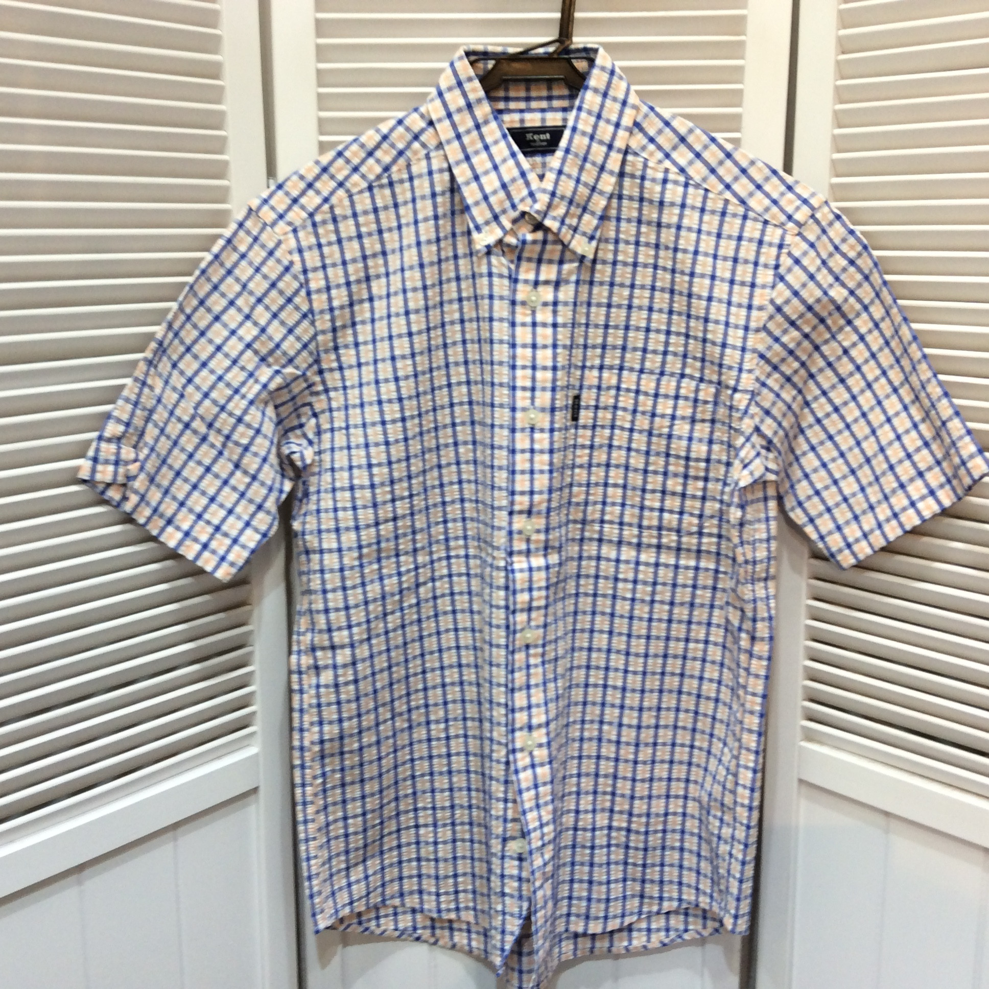 未使用 Kent メンズ半袖シャツ  サイズM  ブルーチェック柄