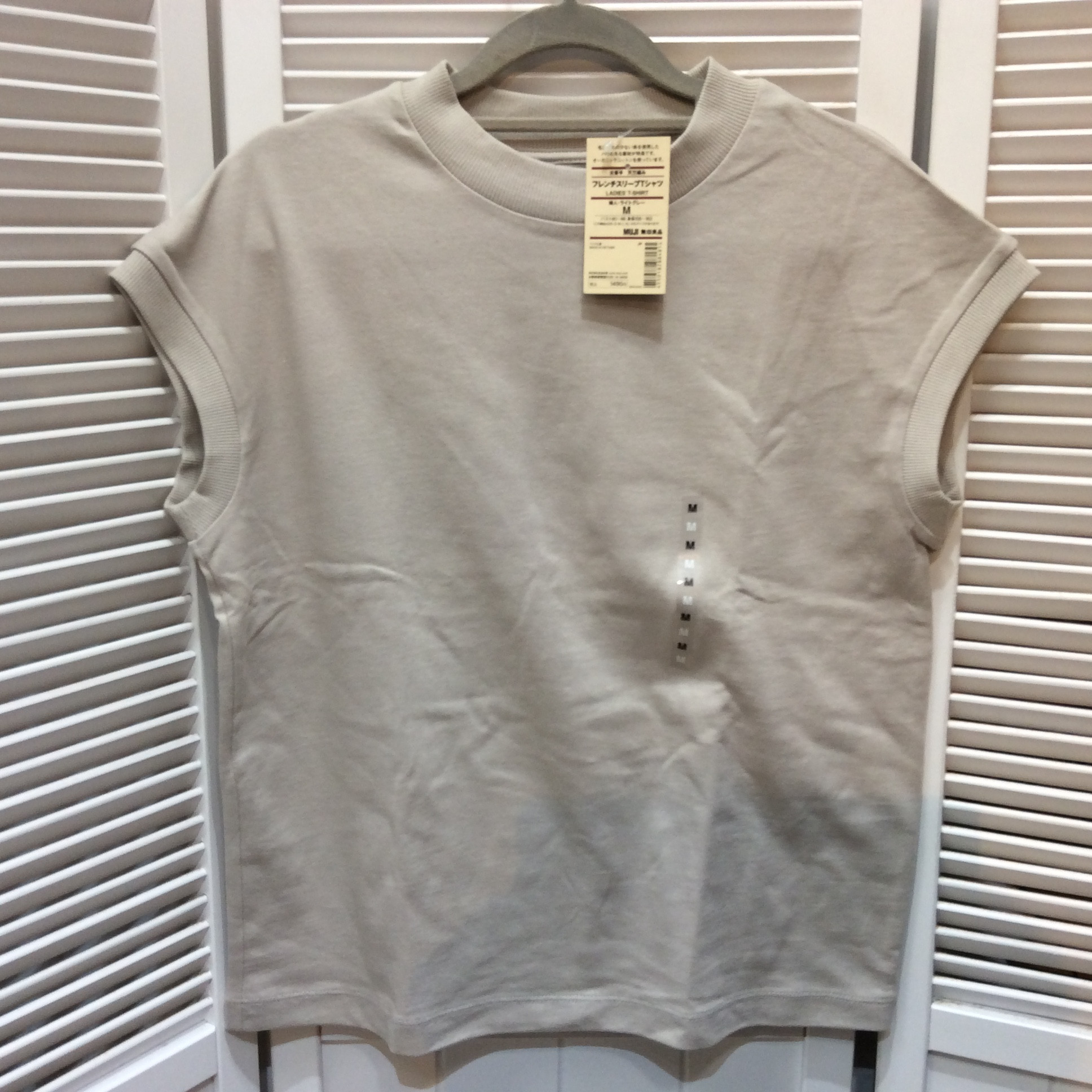 未使用 無印良品 フレンチスリーブ Tシャツ  Mサイズ ライトグレー