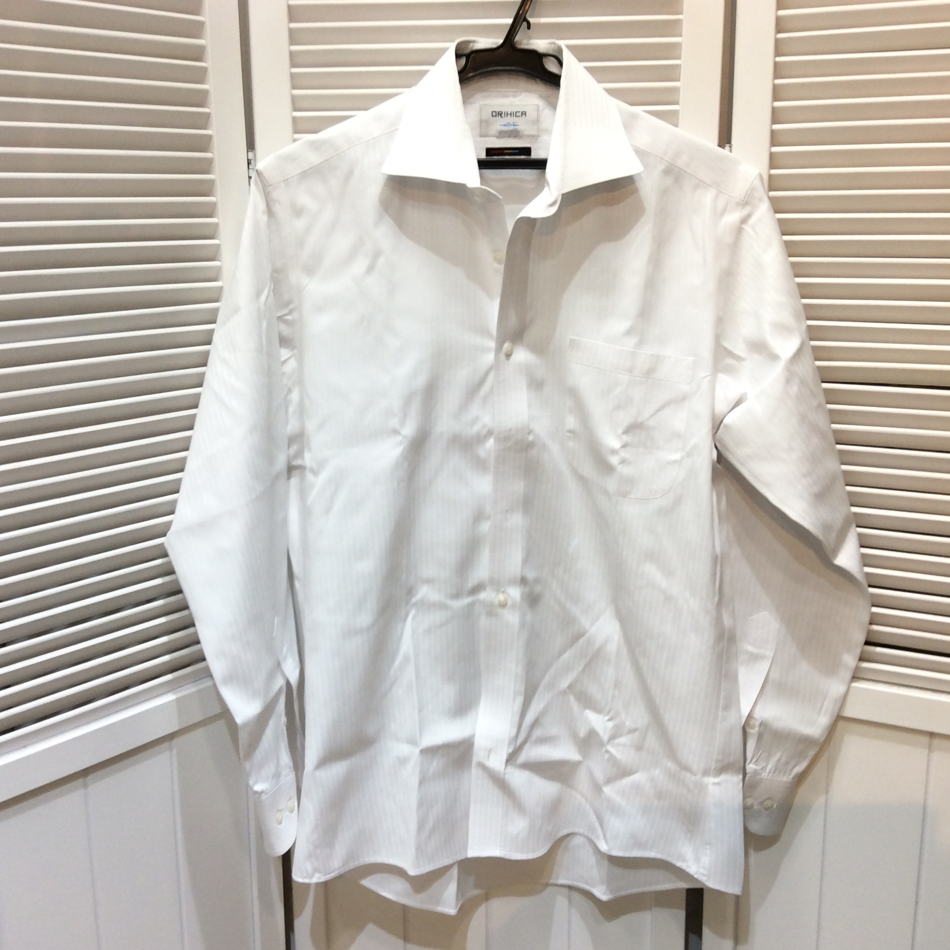 メンズYシャツ  Mサイズ  ホワイト／ストライプ