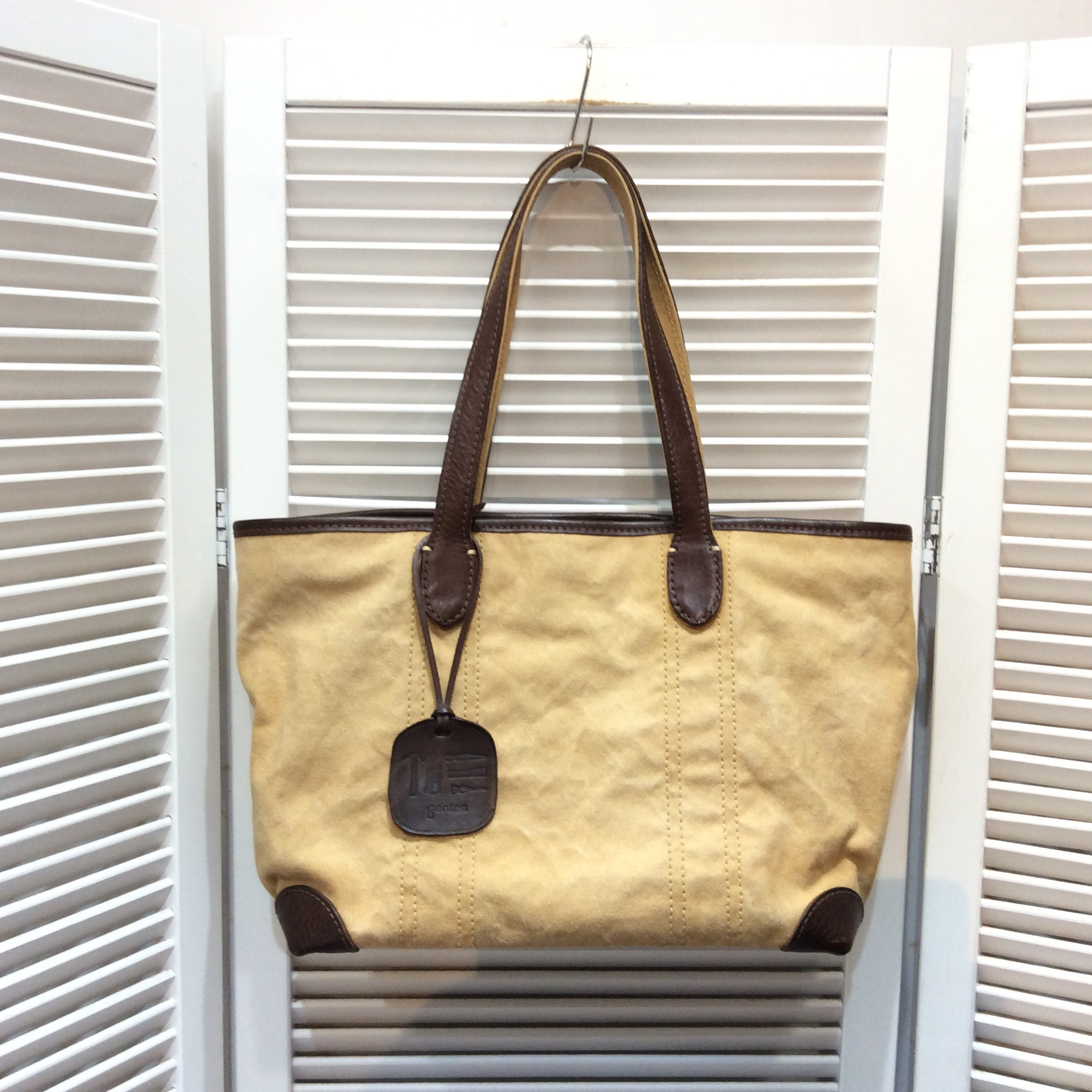 genten  ゲンテン キャンバス ミニトートバッグ ベージュ