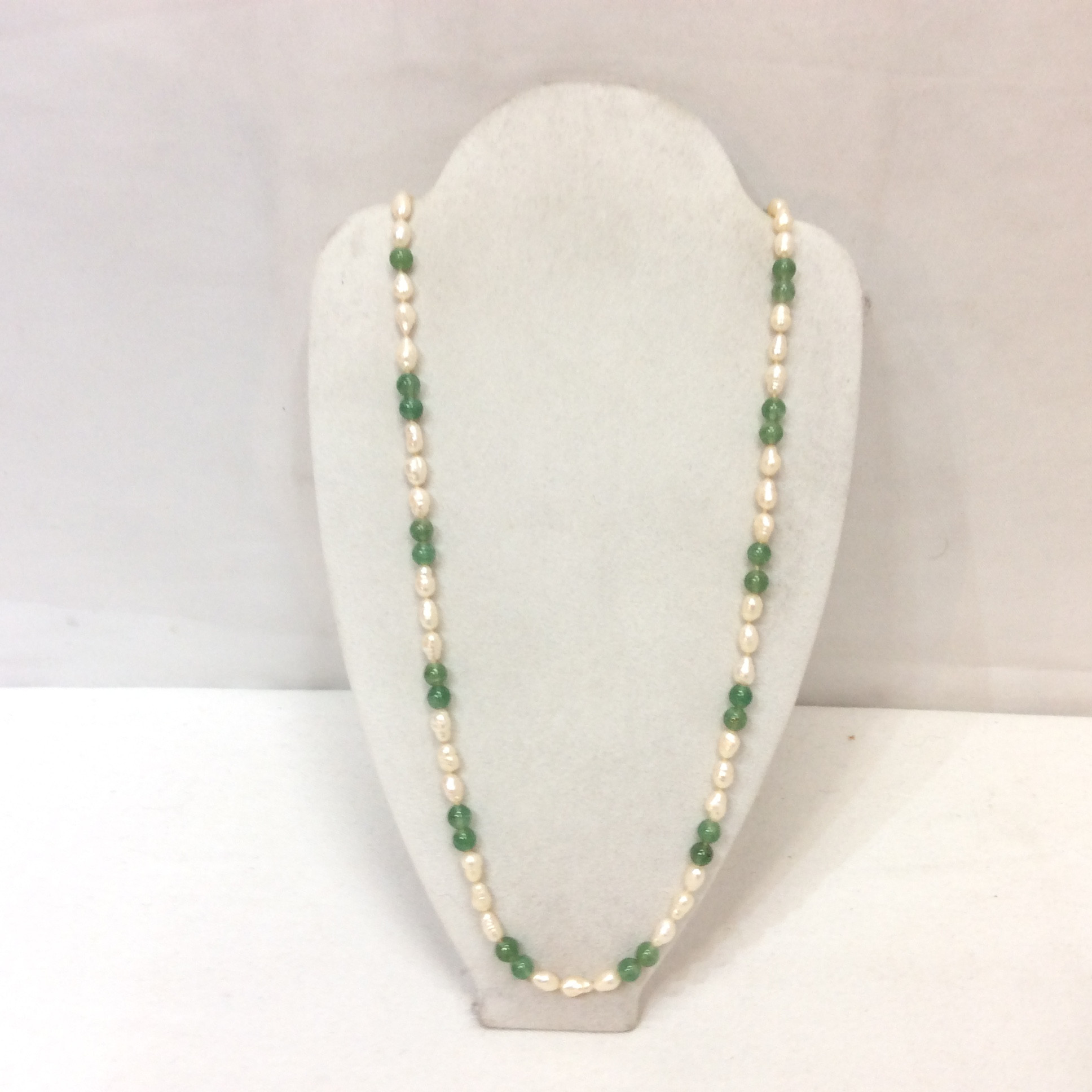 淡水パール×ヒスイ  ネックレス