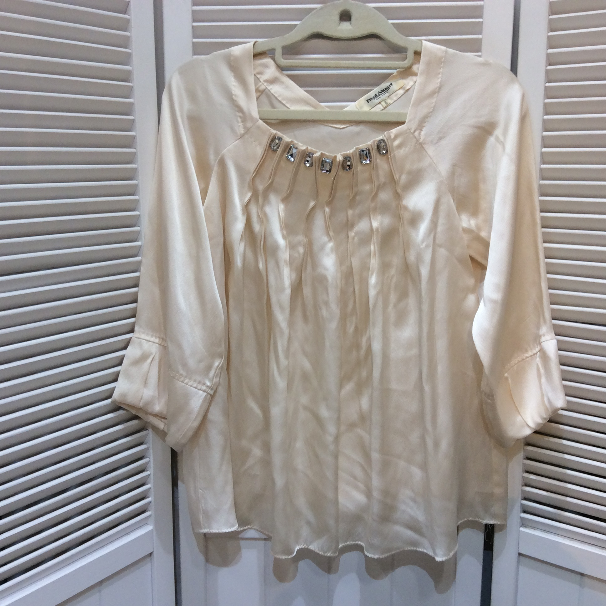 ポールスチュアート ビジュー付き シルクカットソー サイズ6(9号)  