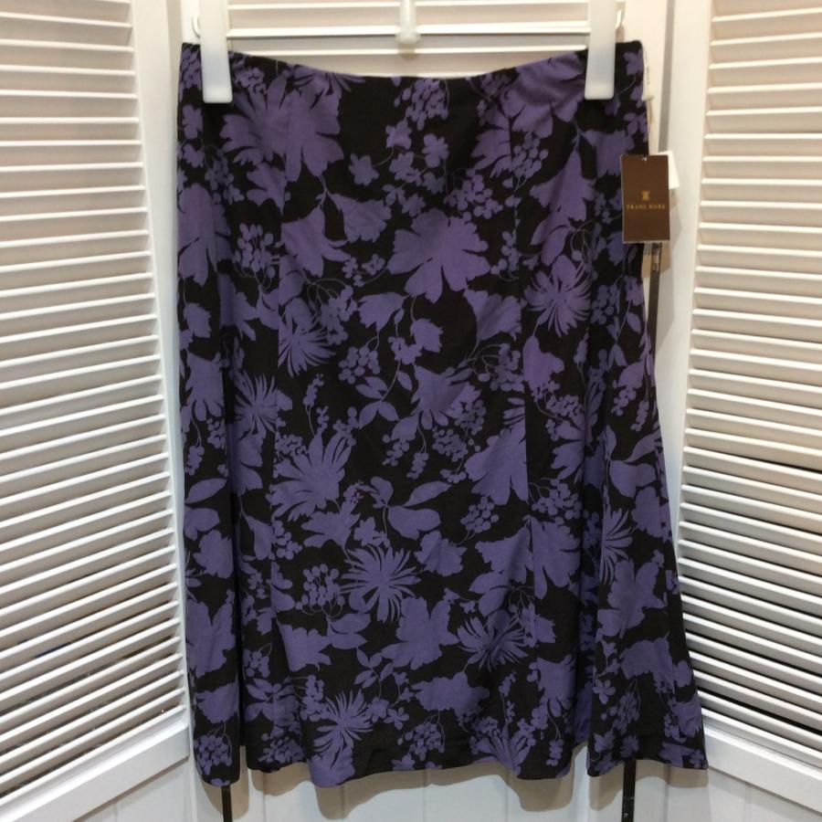 未使用☆TRANS WORK トランスワーク スカート 46 15号 パープル柄 三陽商会