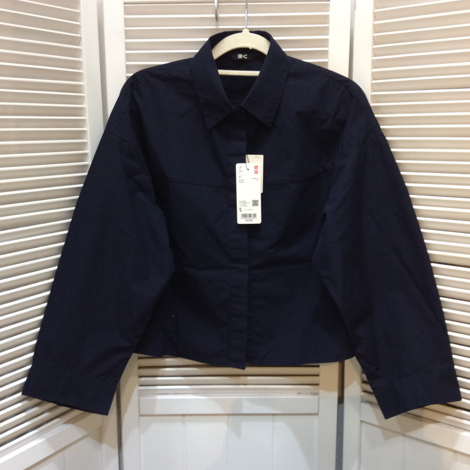 未使用 ユニクロ:C ショートブラウス  サイズS  ネイビー