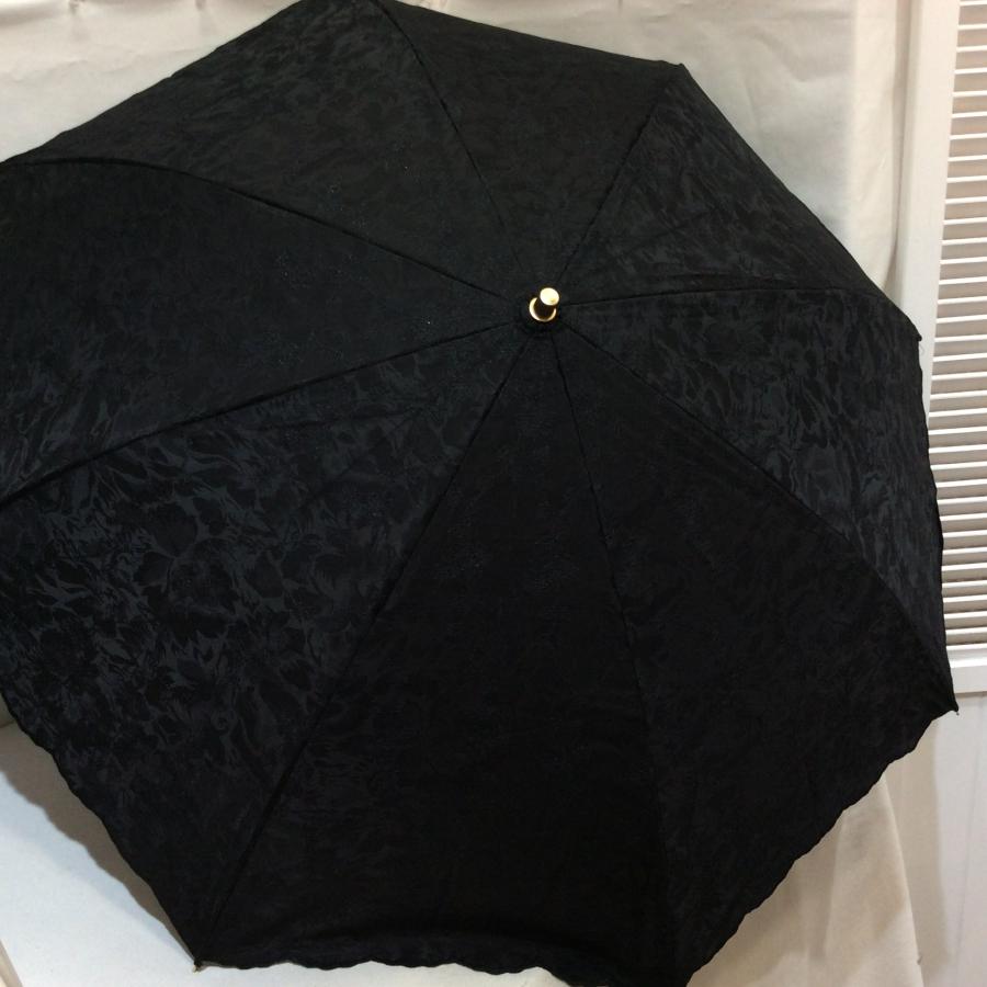 新品☆シルク 絹 晴雨兼用折りたたみ傘 ブラック柄 日本製