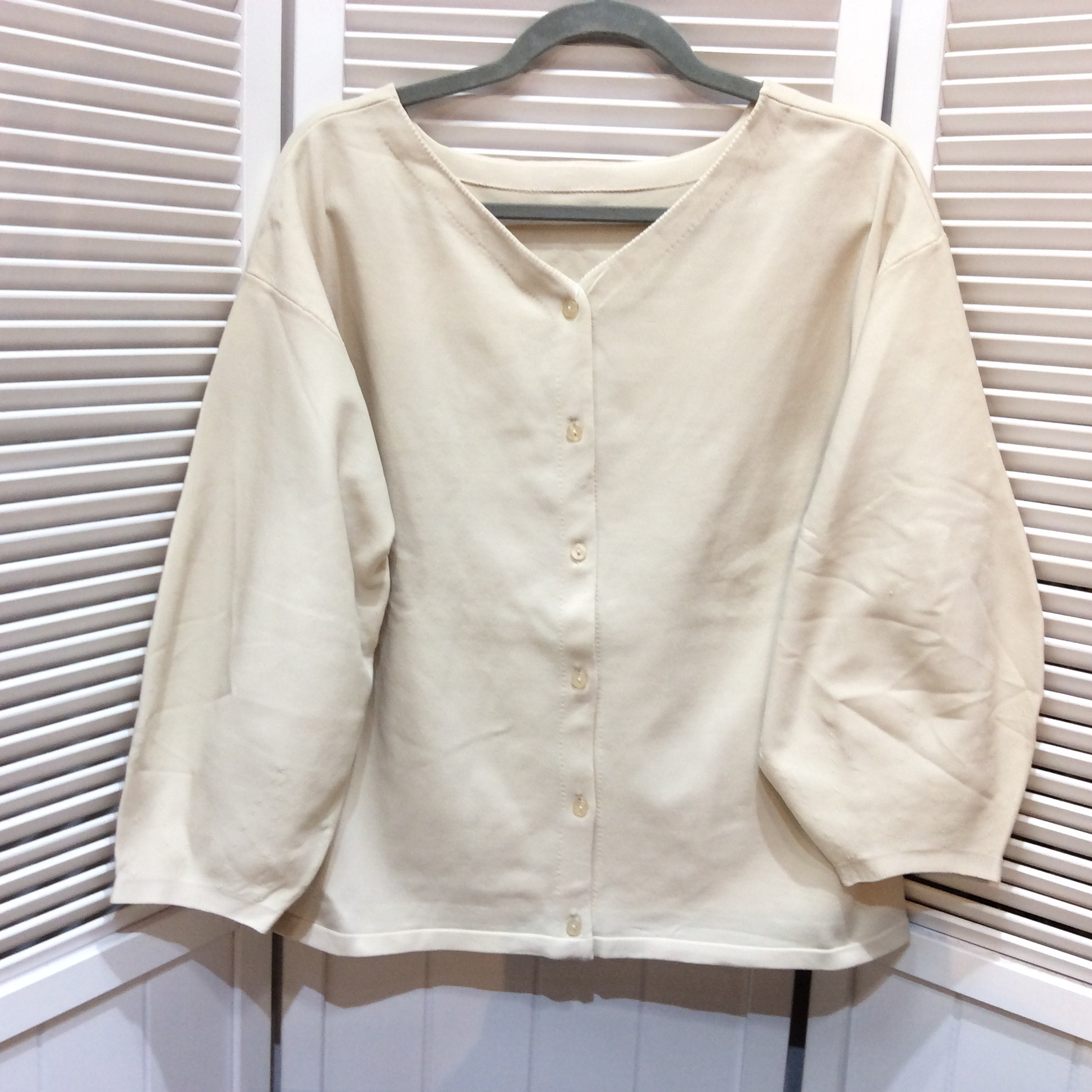 ショップチャンネル Vネックカーディガン フリーサイズ   アイボリー