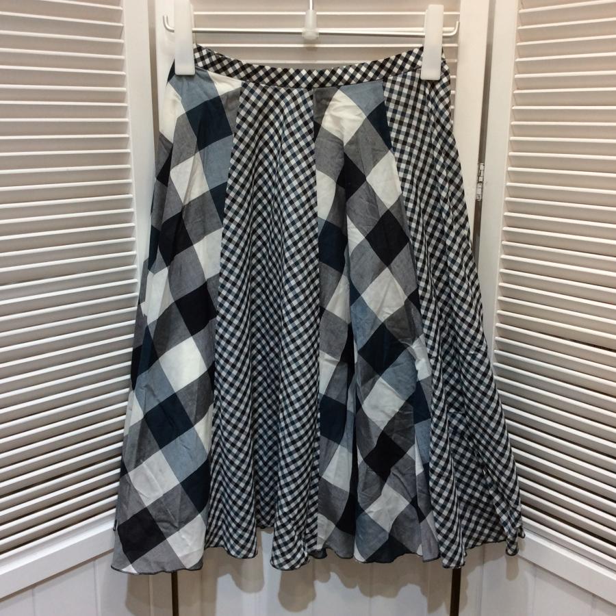 SONIA RYKIEL Collection ソニアリキエル コレクション スカート 36 チェック柄 ホワイト×ブラック×グリーン オンワード樫山