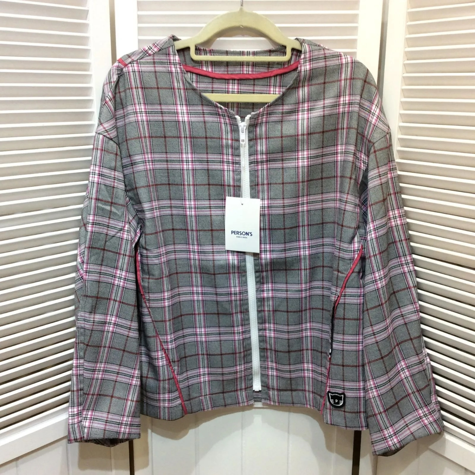 新品 未使用☆PERSON’S パーソンズ レディース クロップドジャケット M チェック柄