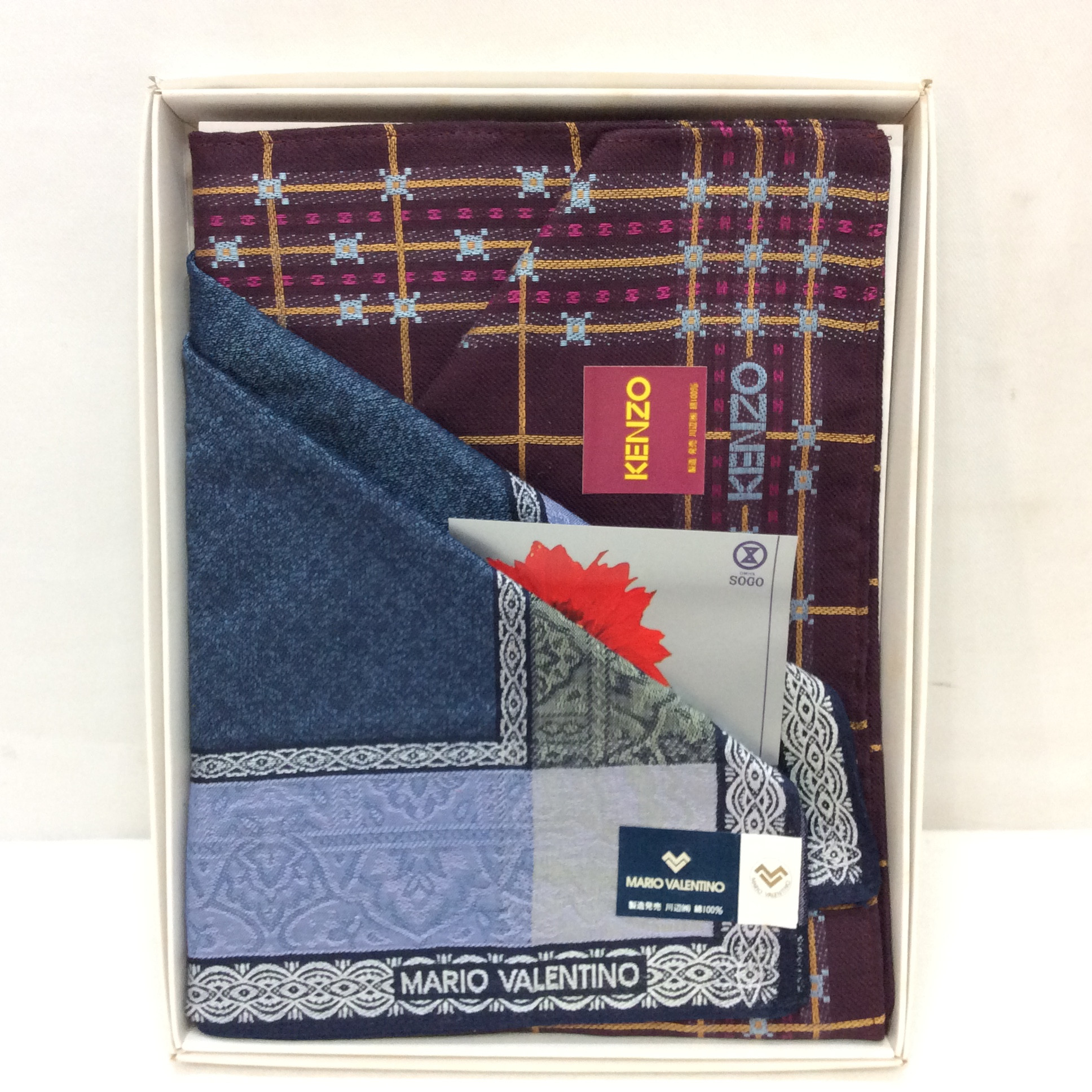 未使用☆KENZO＆マリオヴァレンチノ ハンカチ2枚組