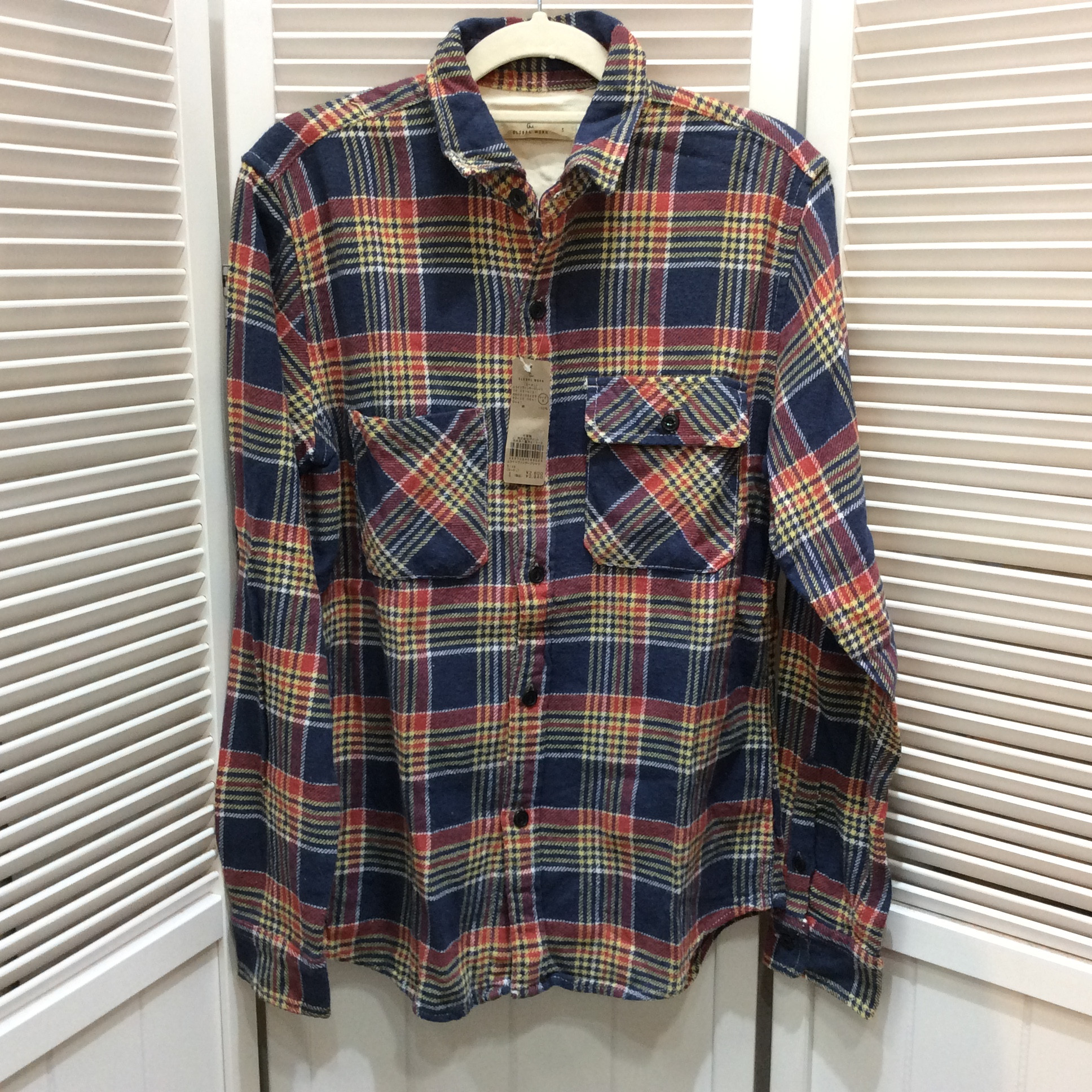 未使用☆GLOBAL WORK グローバルワーク メンズ ムライトヴィンテージシャツ S チェック柄