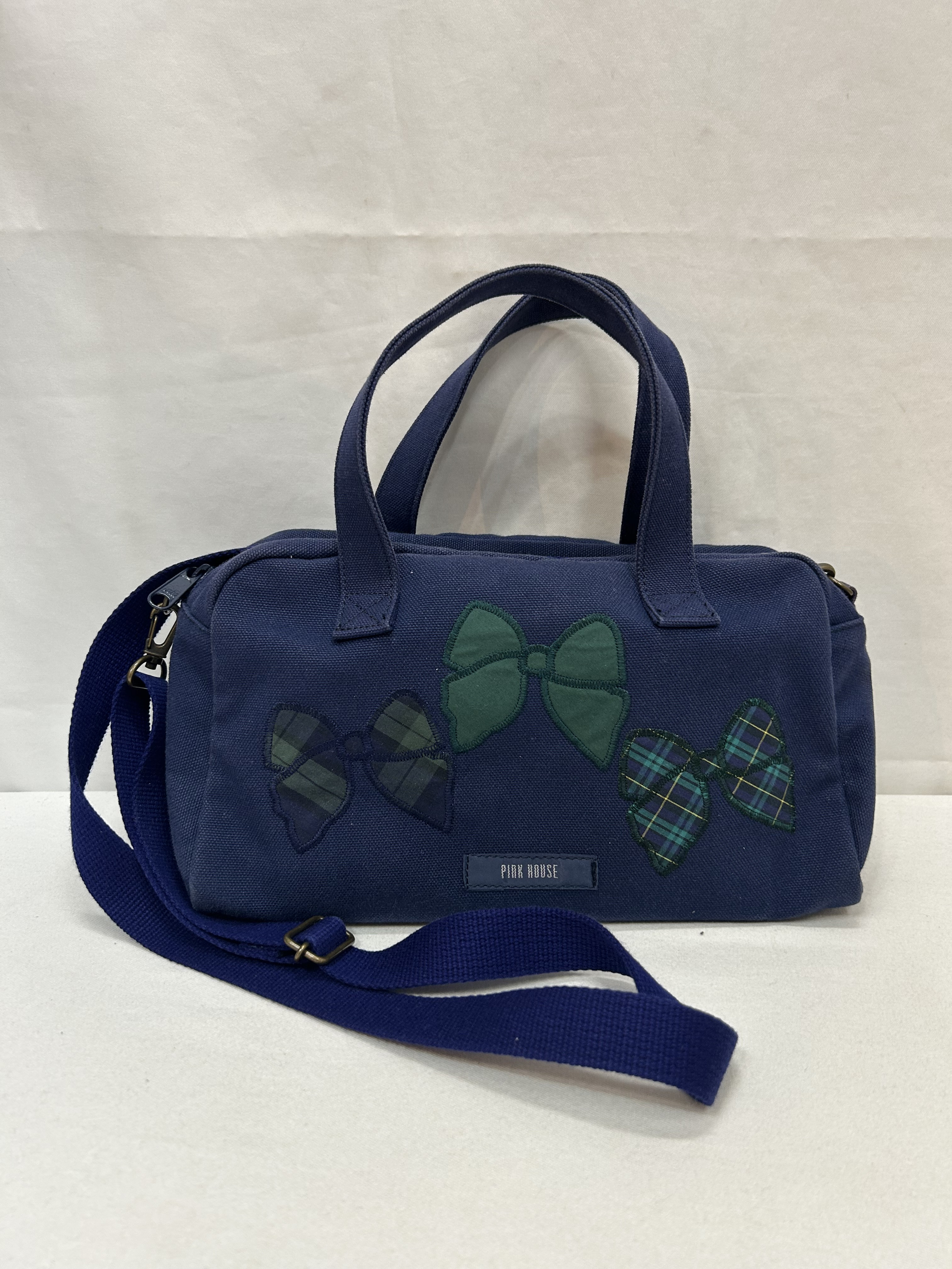 PINK HOUSE リボンアップリケショルダーバッグ ネイビー