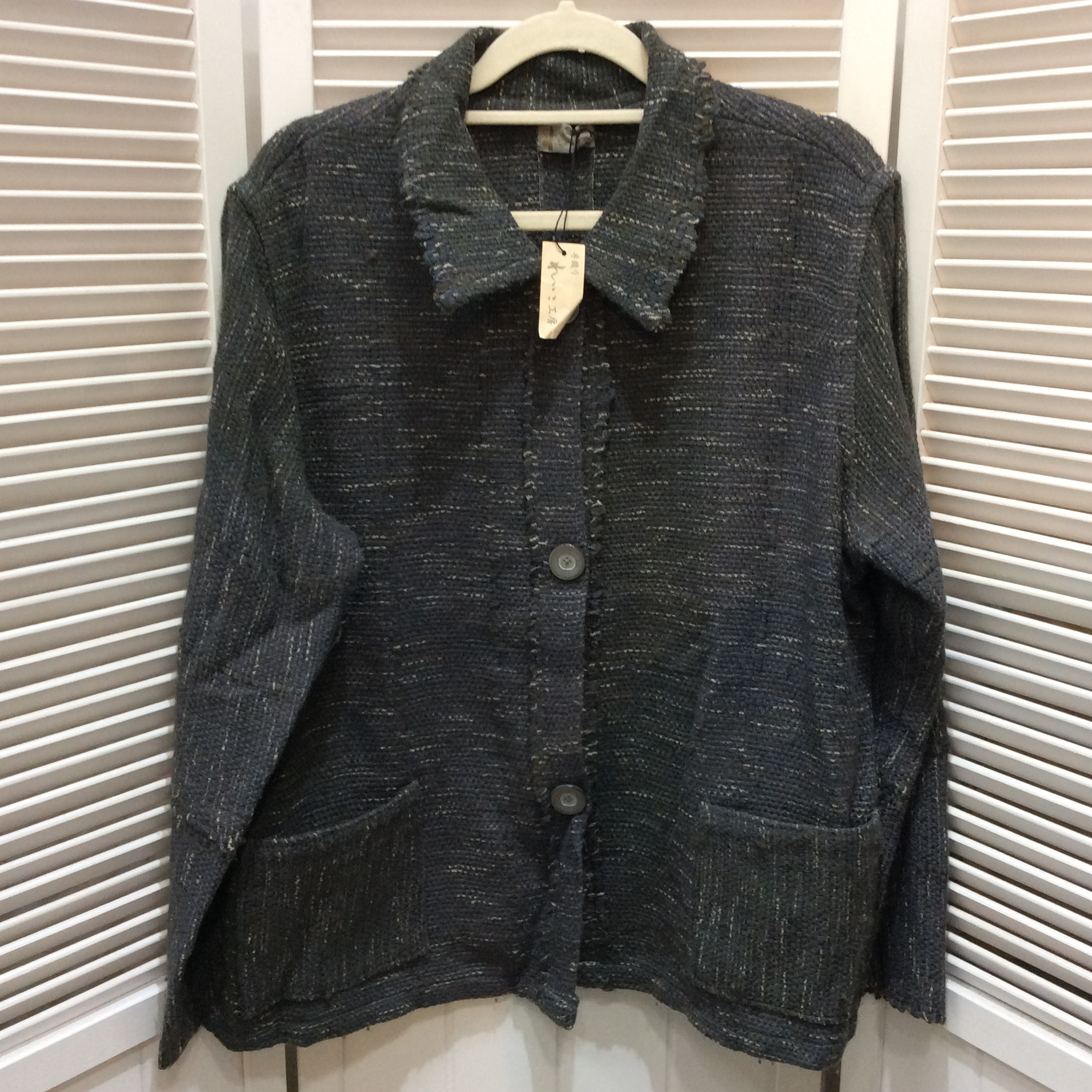 未使用☆手織りれいこ カシミヤ×ウール ジャケット グレー