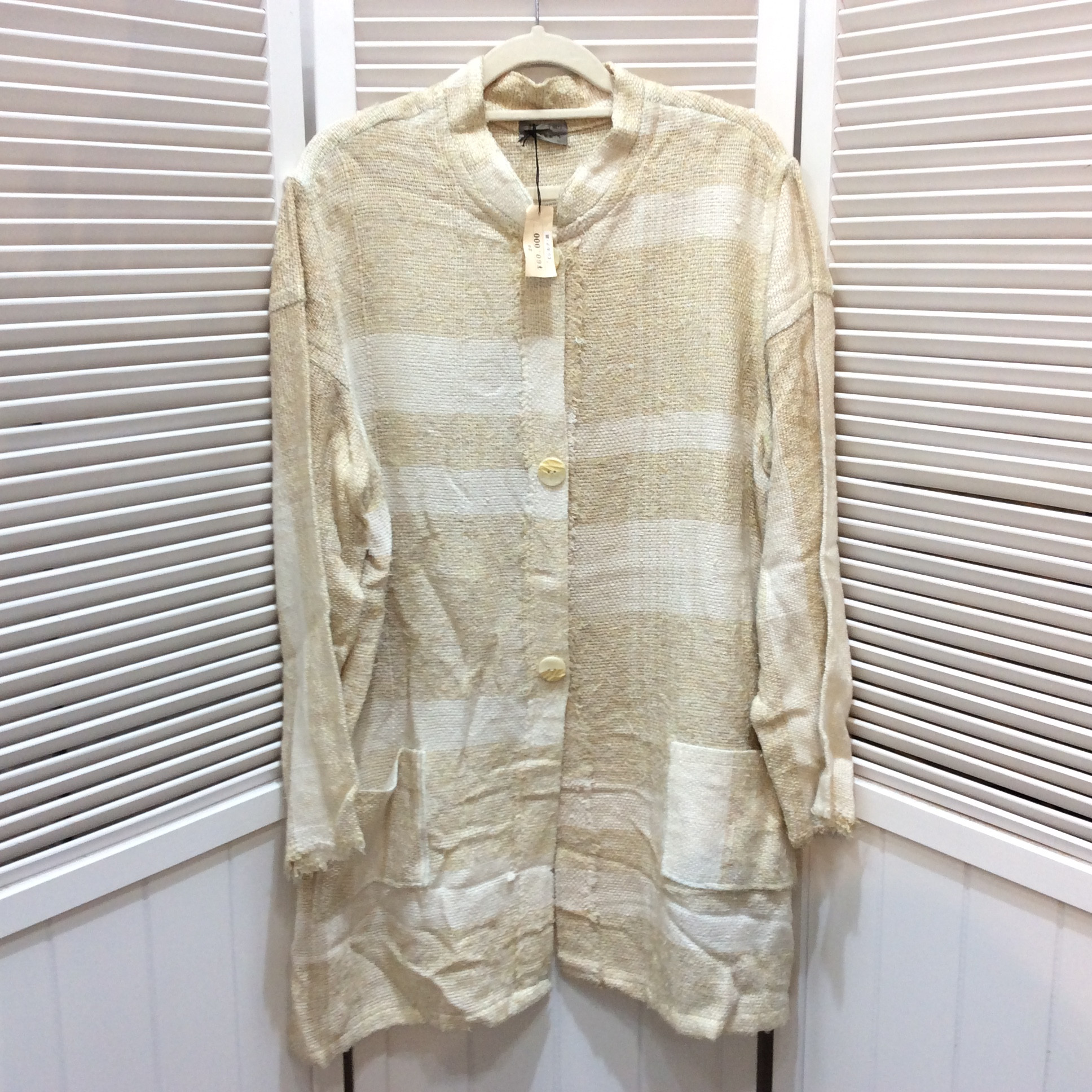 未使用☆手織りれいこ シルク×綿 ジャケット 生成り系