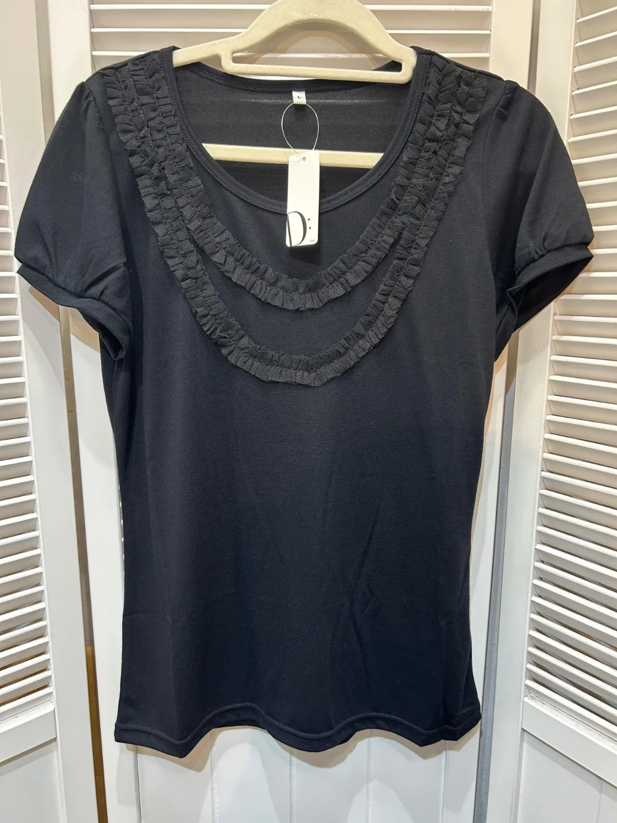 未使用☆DHC チュールデザイン 半袖カットソーL ブラック