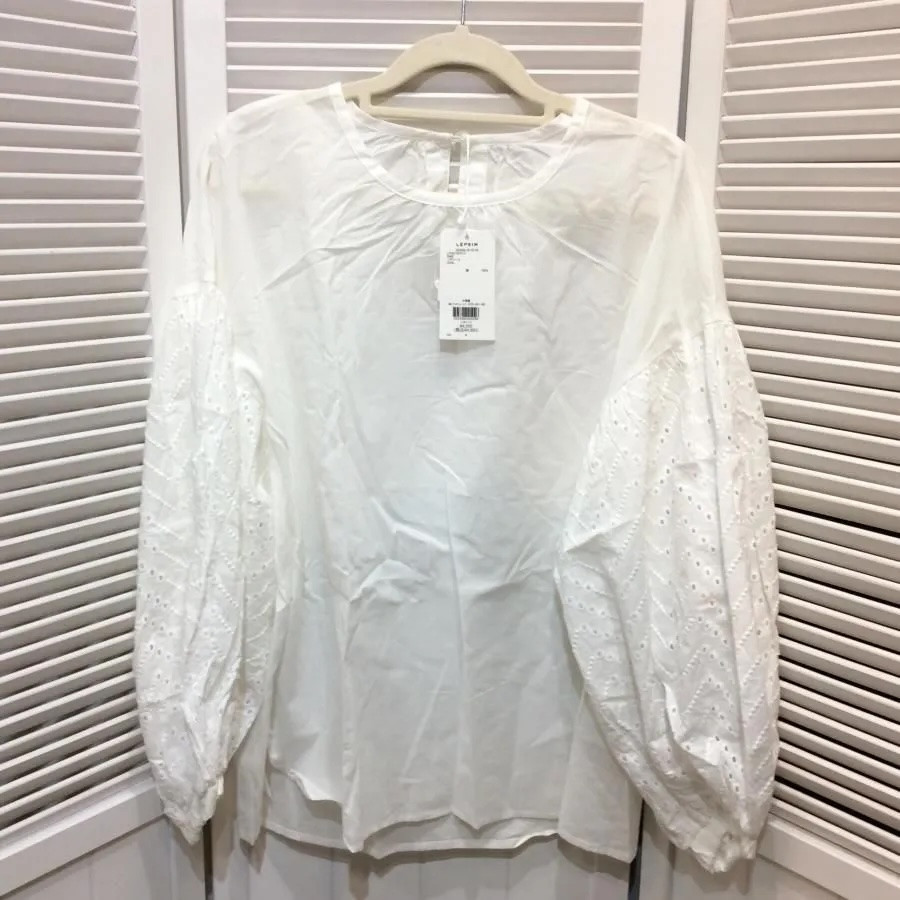 未使用☆LEPSIM レプシィム レディース ソデレースブラウス F ホワイト