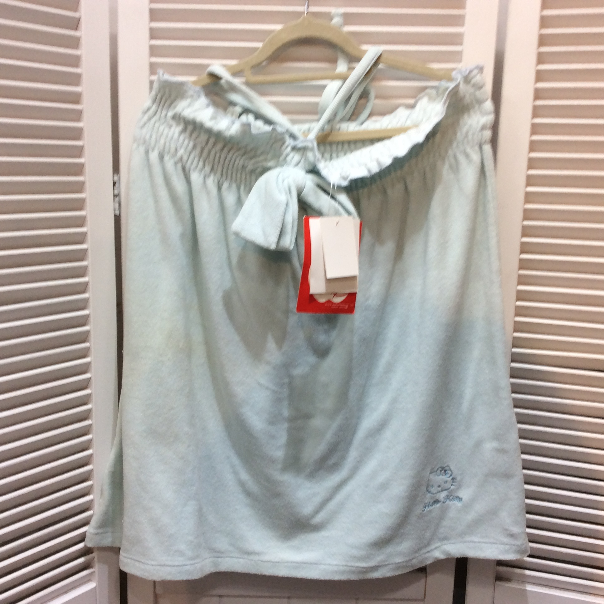 未使用☆ハローキティ パイル地 チューブトップ M サックス 水色 サンリオ