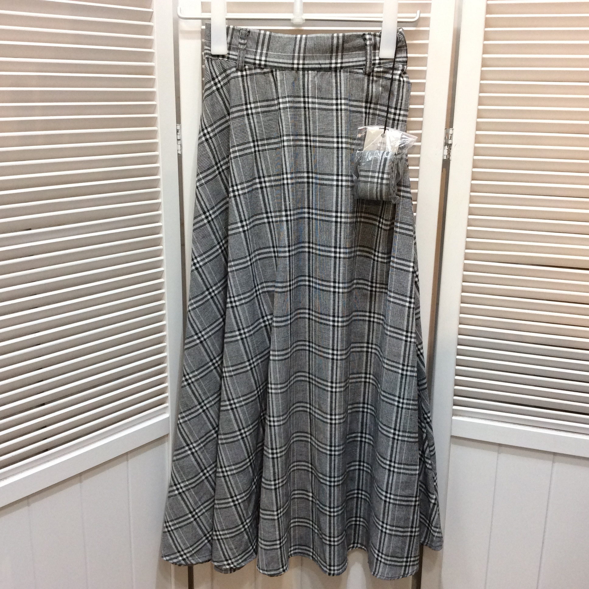 未使用☆GRL グレイル レディース ロングスカート M 白黒チェック柄