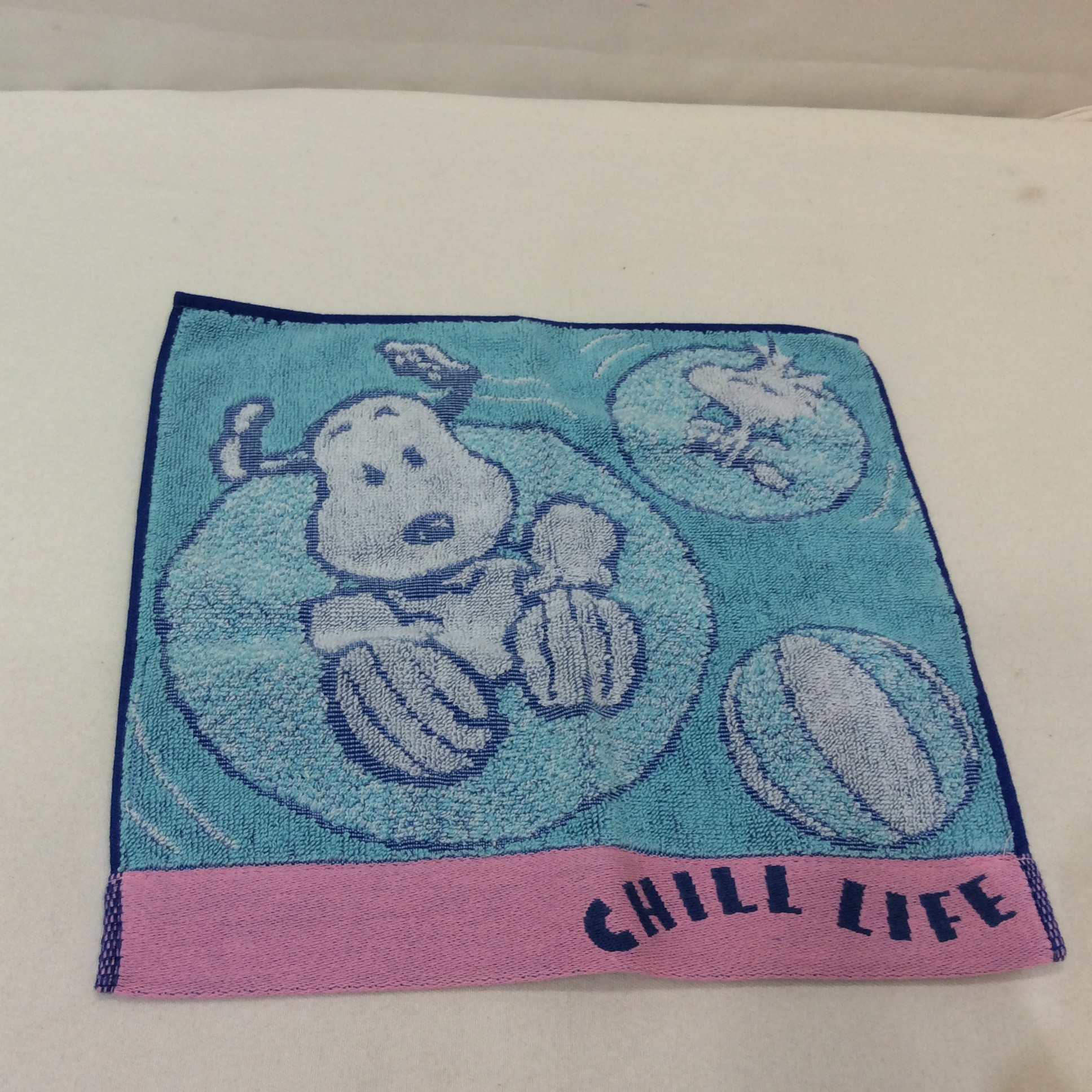 新品 スヌーピー タオルハンカチ 水色／浮き輪