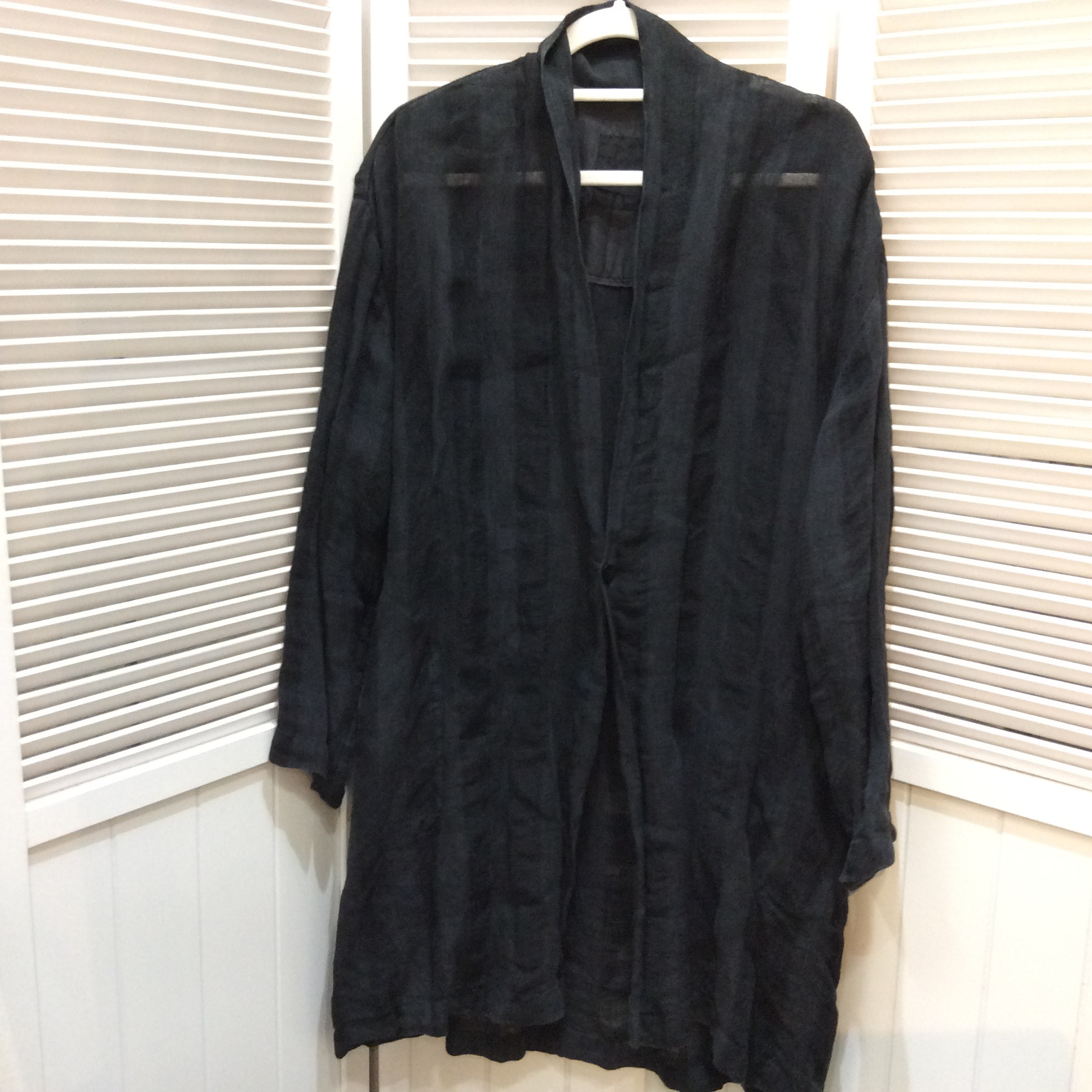 麻 シャツコート  サイズ38   チャコールグレー