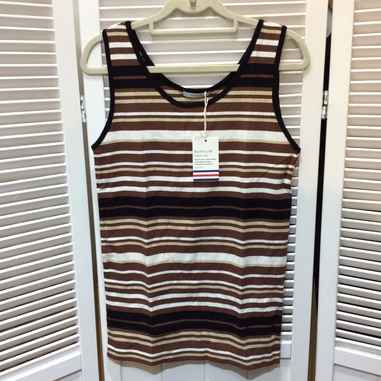 新品☆BAYFLOW ベイフロー マルチボーダータンクトップ 3 M ブラウン