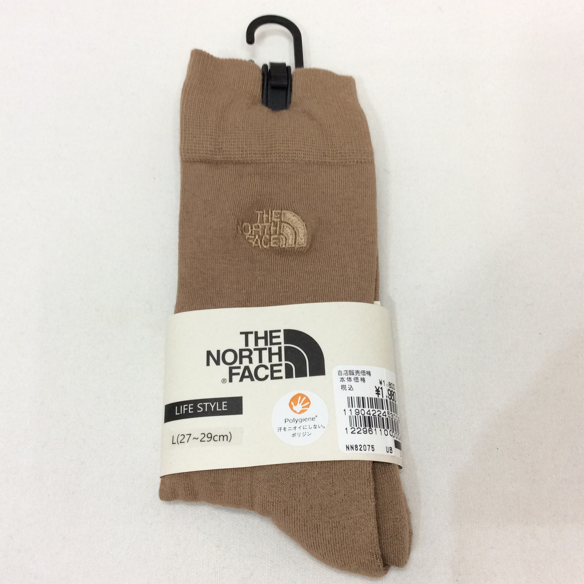 未使用☆THE NORTH FACE - ザ・ノースフェイス ソックス オーガニック エコ クルー L 27~29cm ブラウン