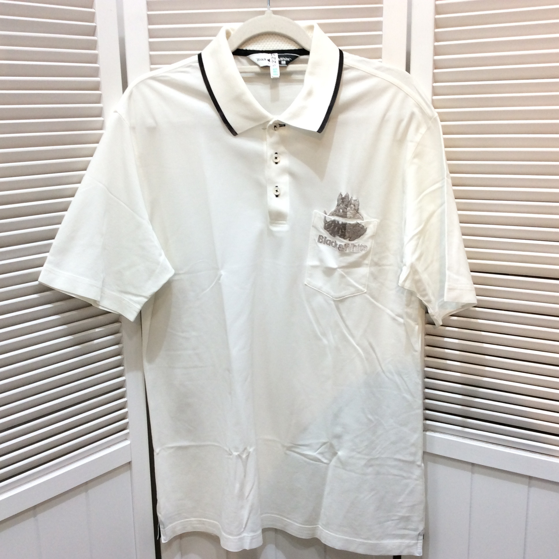 ブラック＆ホワイト メンズ ポロシャツ LL ホワイト