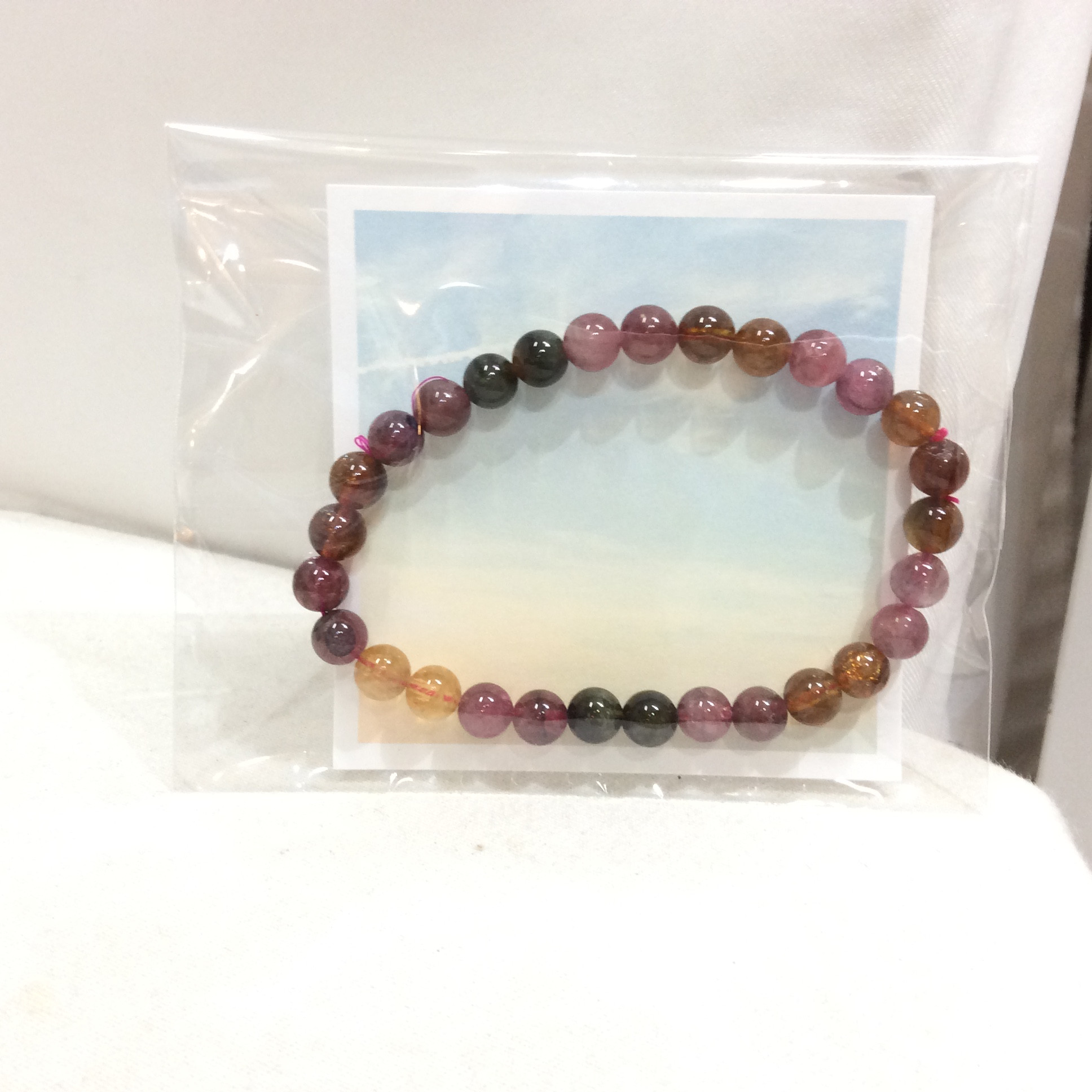 未使用 天然石ブレスレット マルチカラートルマリン