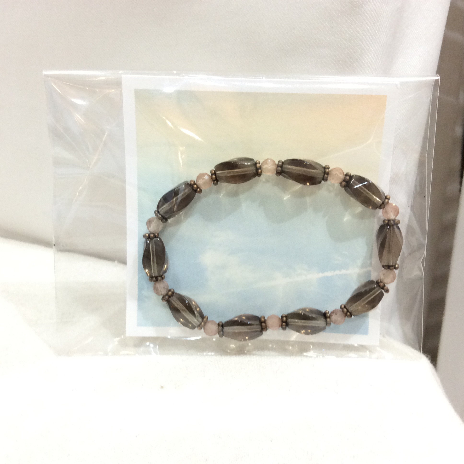 未使用 天然石ブレスレット 茶 水晶