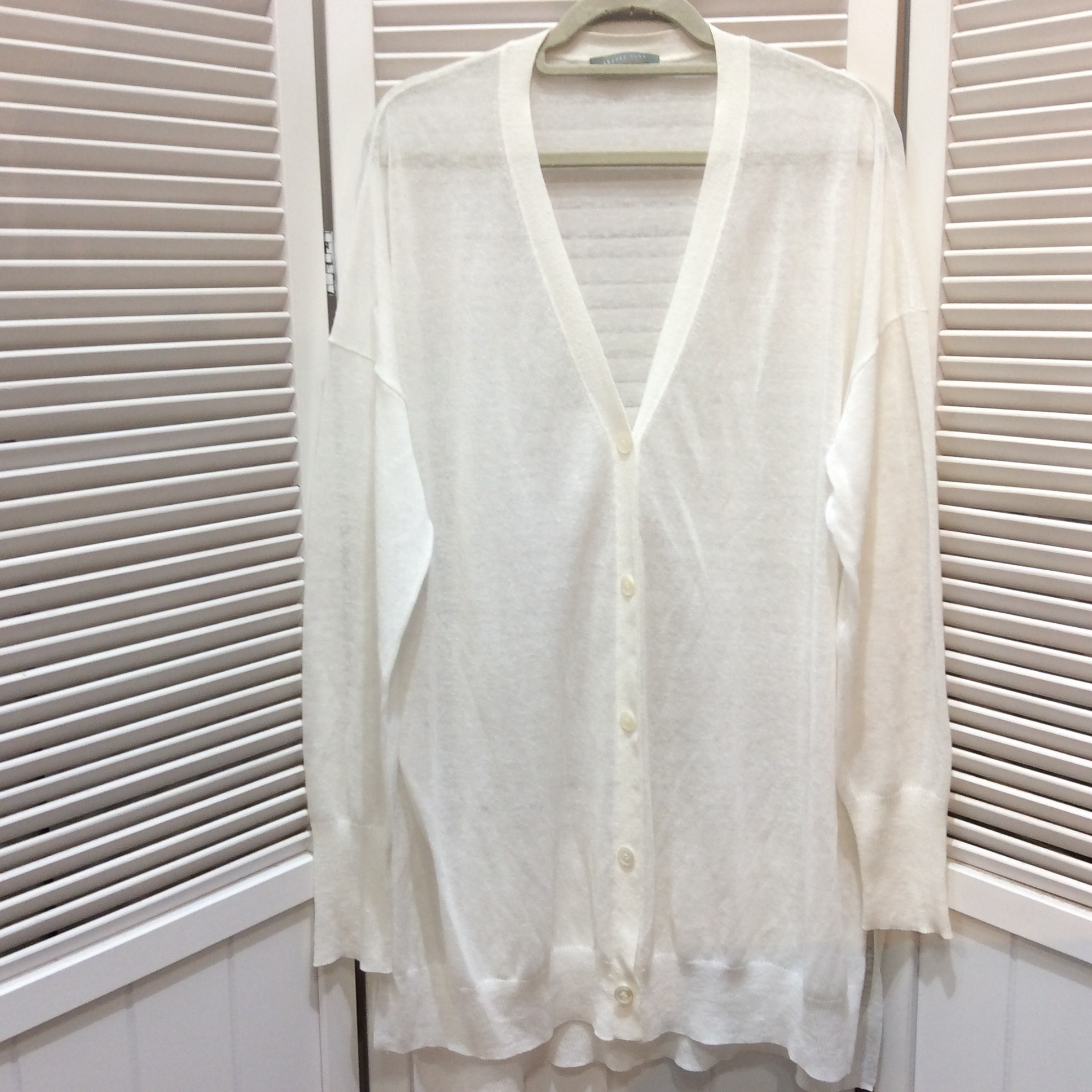 セオリーリュクス  シースルーカーディガン  サイズ38   ホワイト 美品