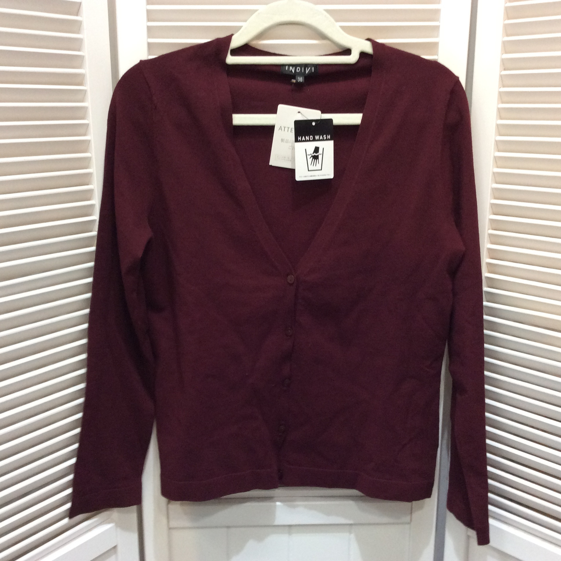 未使用☆INDIVI インディヴィ カーディガン M ワイン パープル ボルドー系