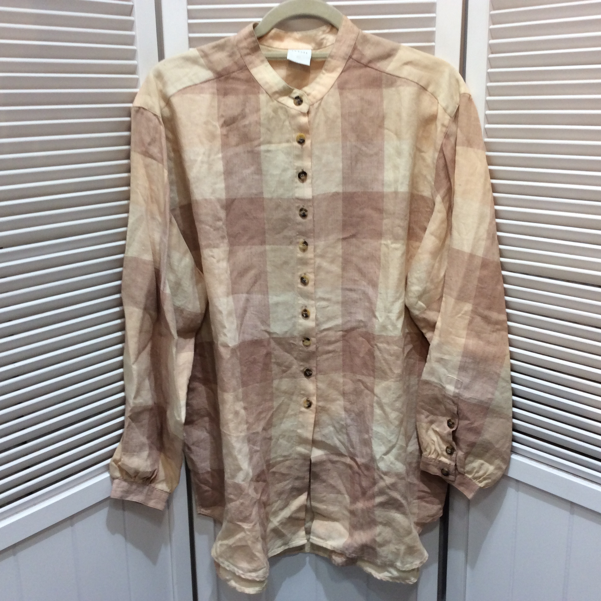 BOGNER ボグナー 麻プルオーバーシャツ 42 生成り系チェック