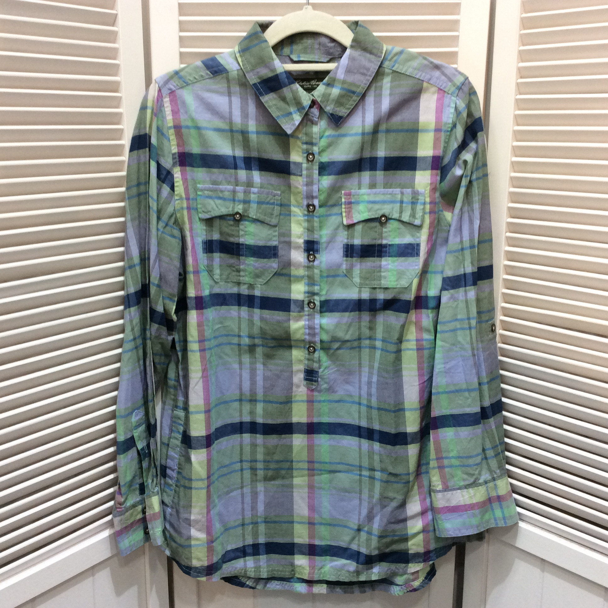 エディバウアー プルオーバーシャツ S ブルー系チェック