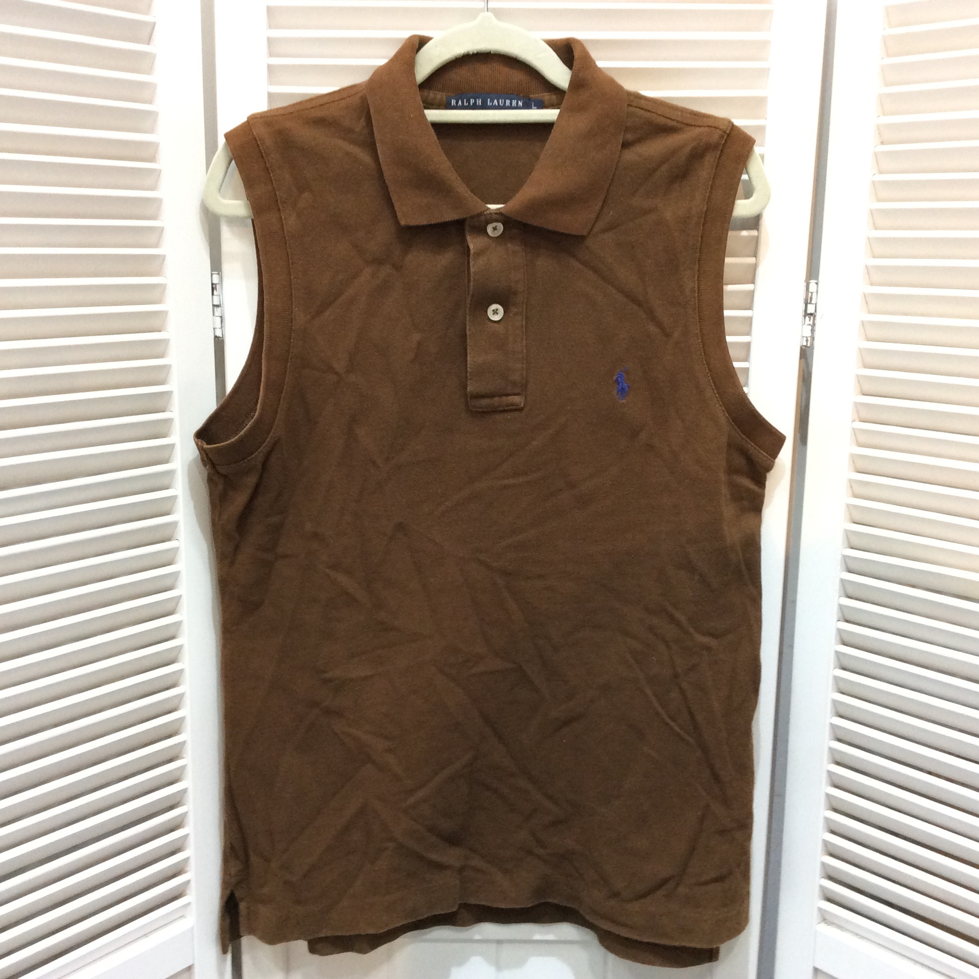 RALPH LAUREN ラルフローレン ノースリーブポロシャツ L ブラウン