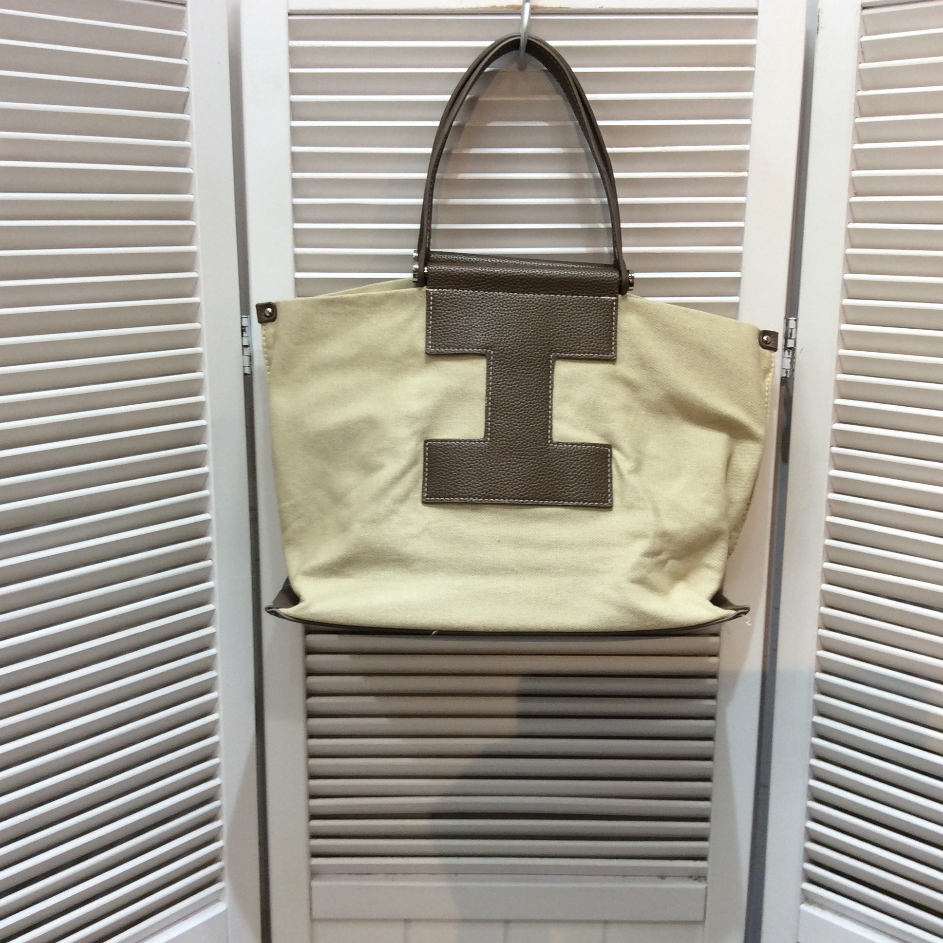 コットントートバッグ  ベージュ／ブラウン