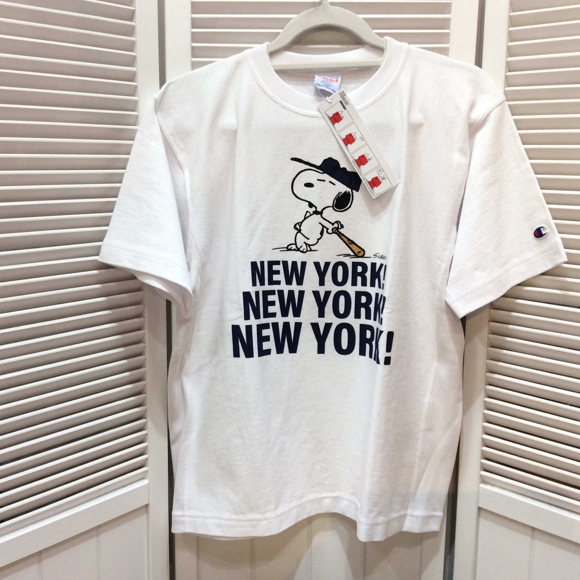 未使用 チャンピオン×スヌーピー  Tシャツ  男女兼用 S ホワイト